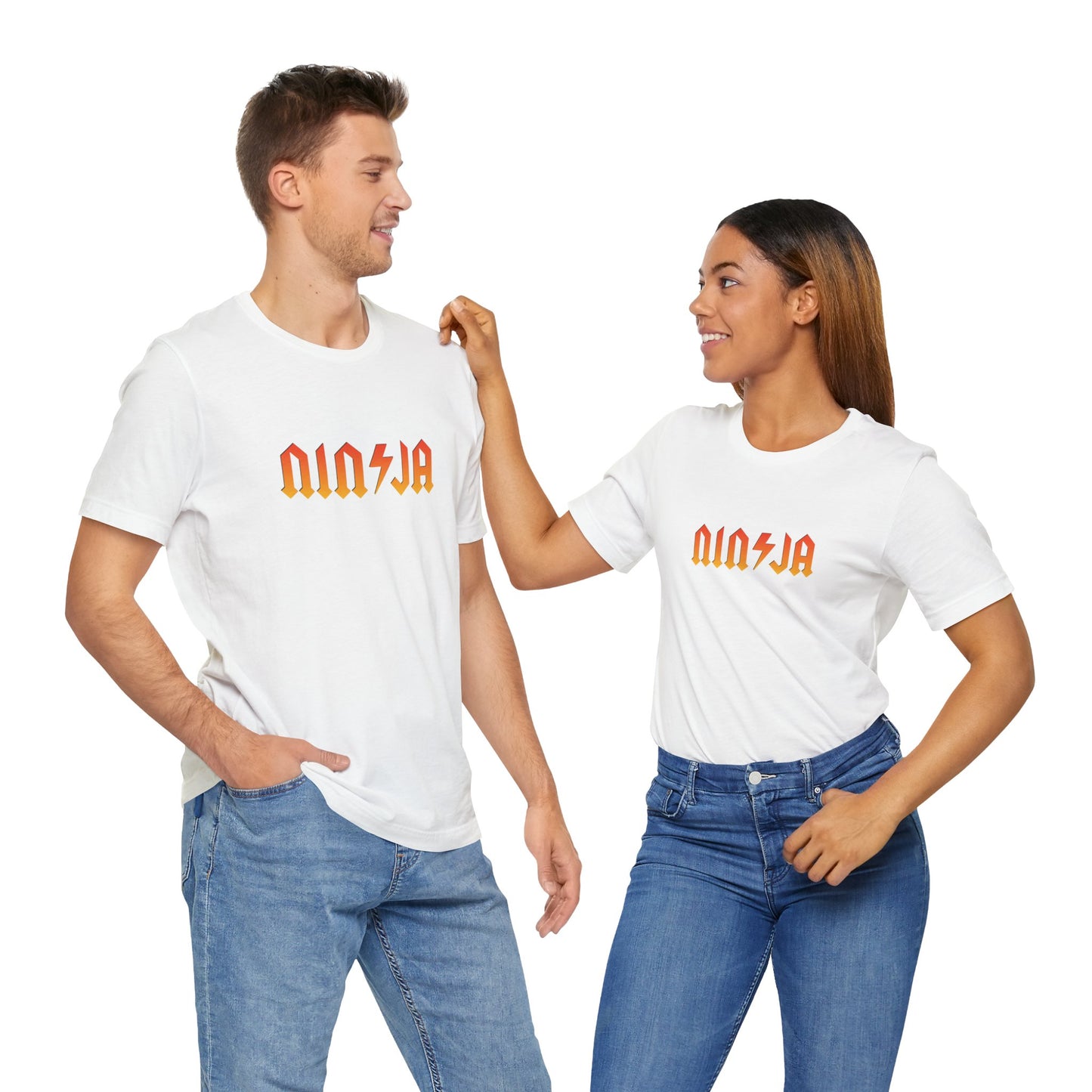NINJA Rock Band Style T-Shirt - Flame Gradient AC/DC Font Tee