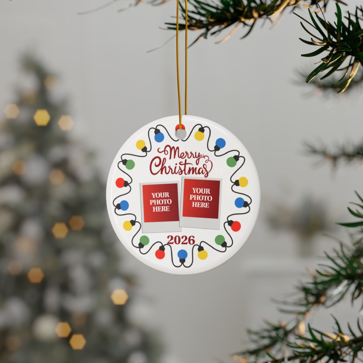 2026 Personalized Merry Christmas Photo Christmas Ornament – Ceramic or Acrylic