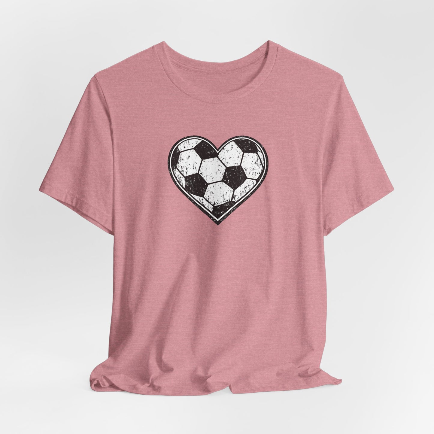 Heart Soccer Ball Unisex T-Shirt - Distressed Love Soccer Graphic Tee