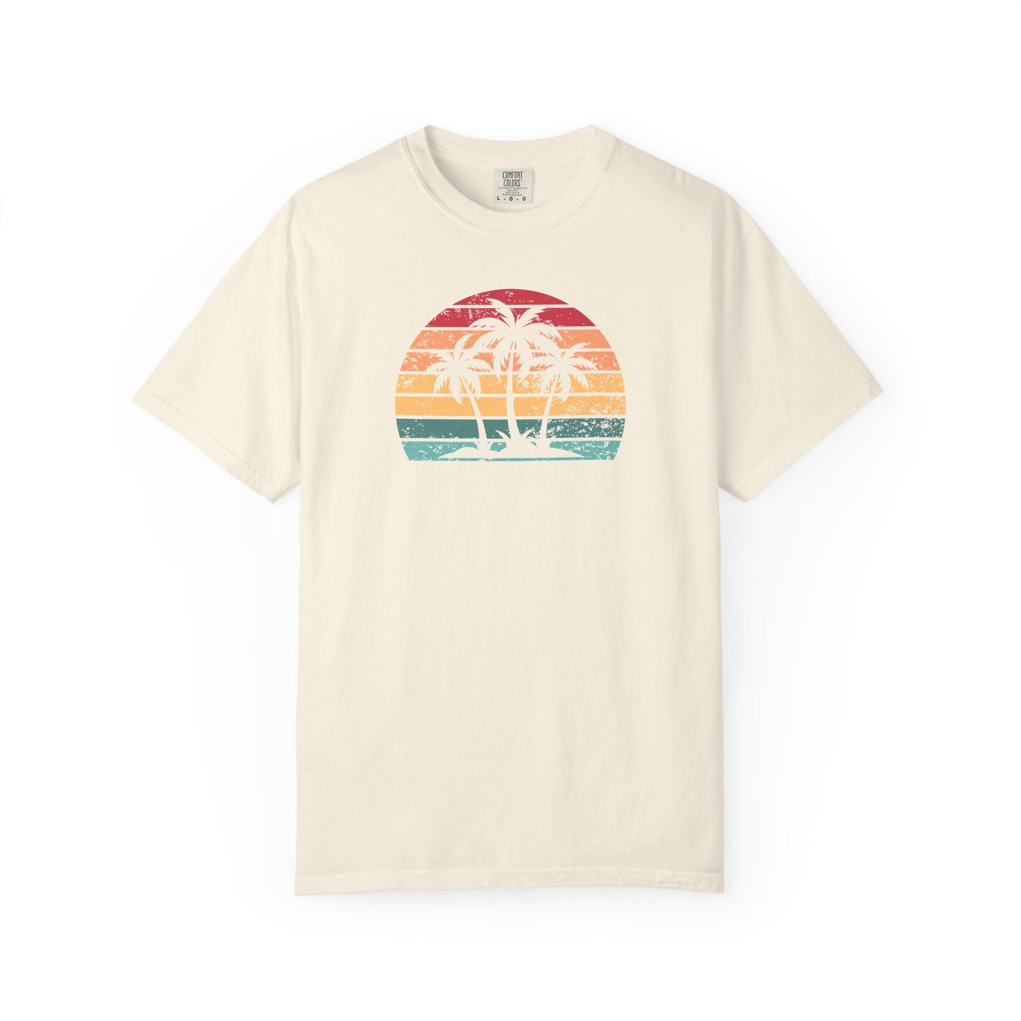 Vintage Sunset Palm Tree Comfort Colors T-Shirt - Coastal Summer Shirt