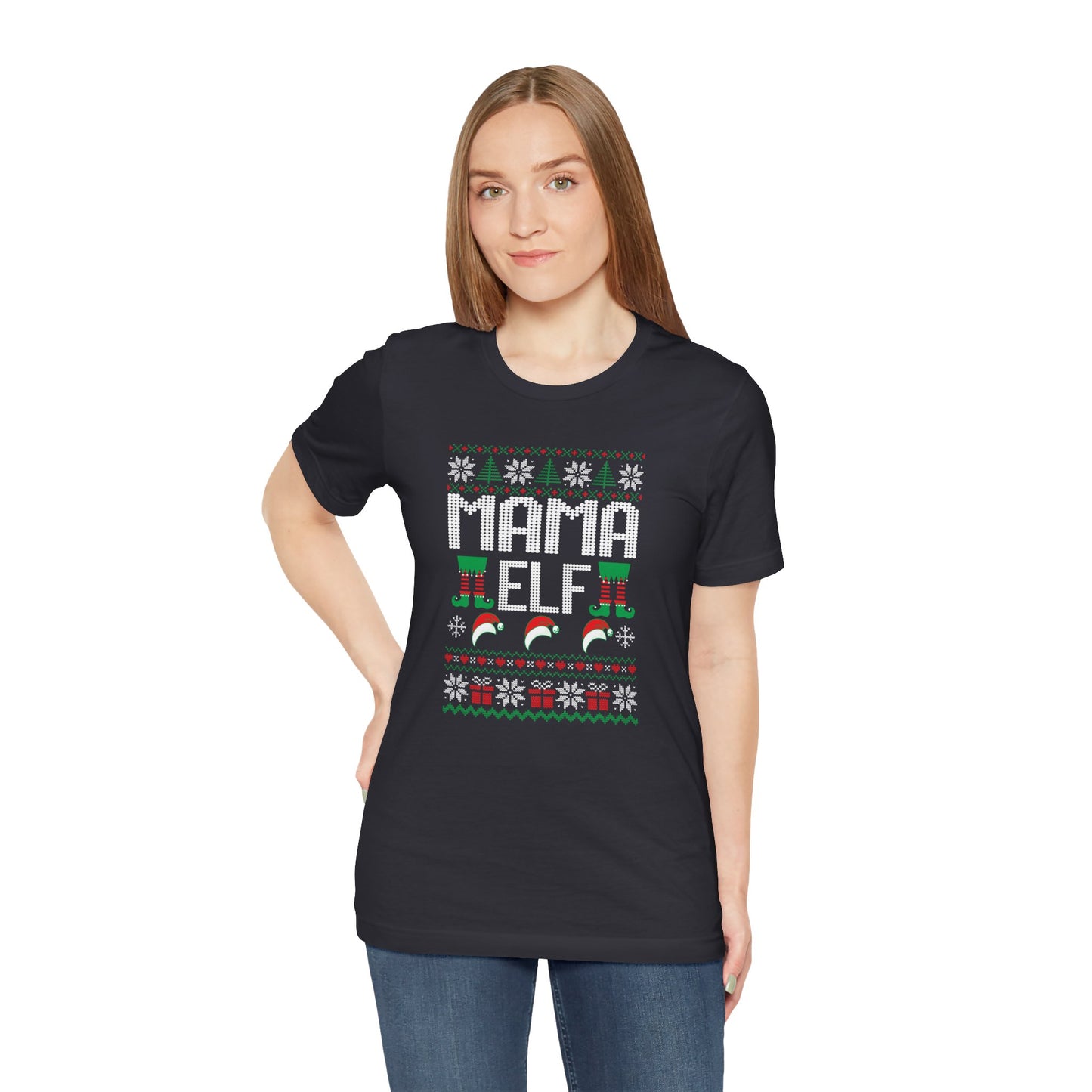 Mama Elf T-Shirt – Ugly Christmas Sweater Style
