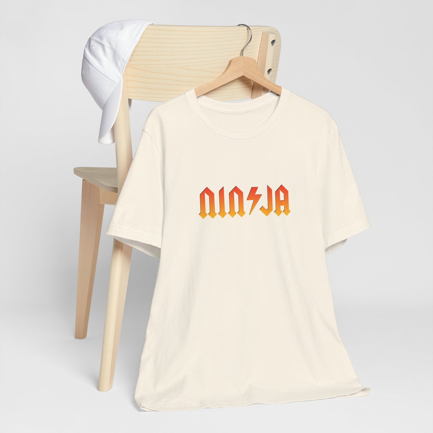 NINJA Rock Band Style T-Shirt - Flame Gradient AC/DC Font Tee