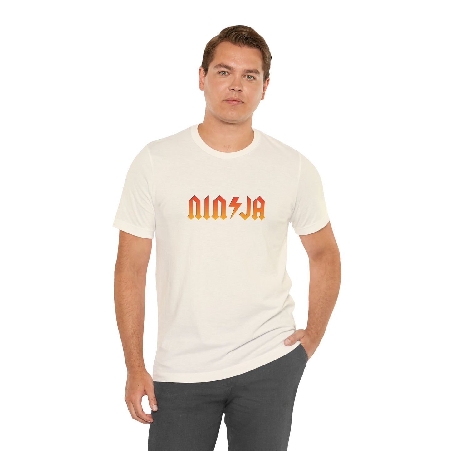 NINJA Rock Band Style T-Shirt - Flame Gradient AC/DC Font Tee