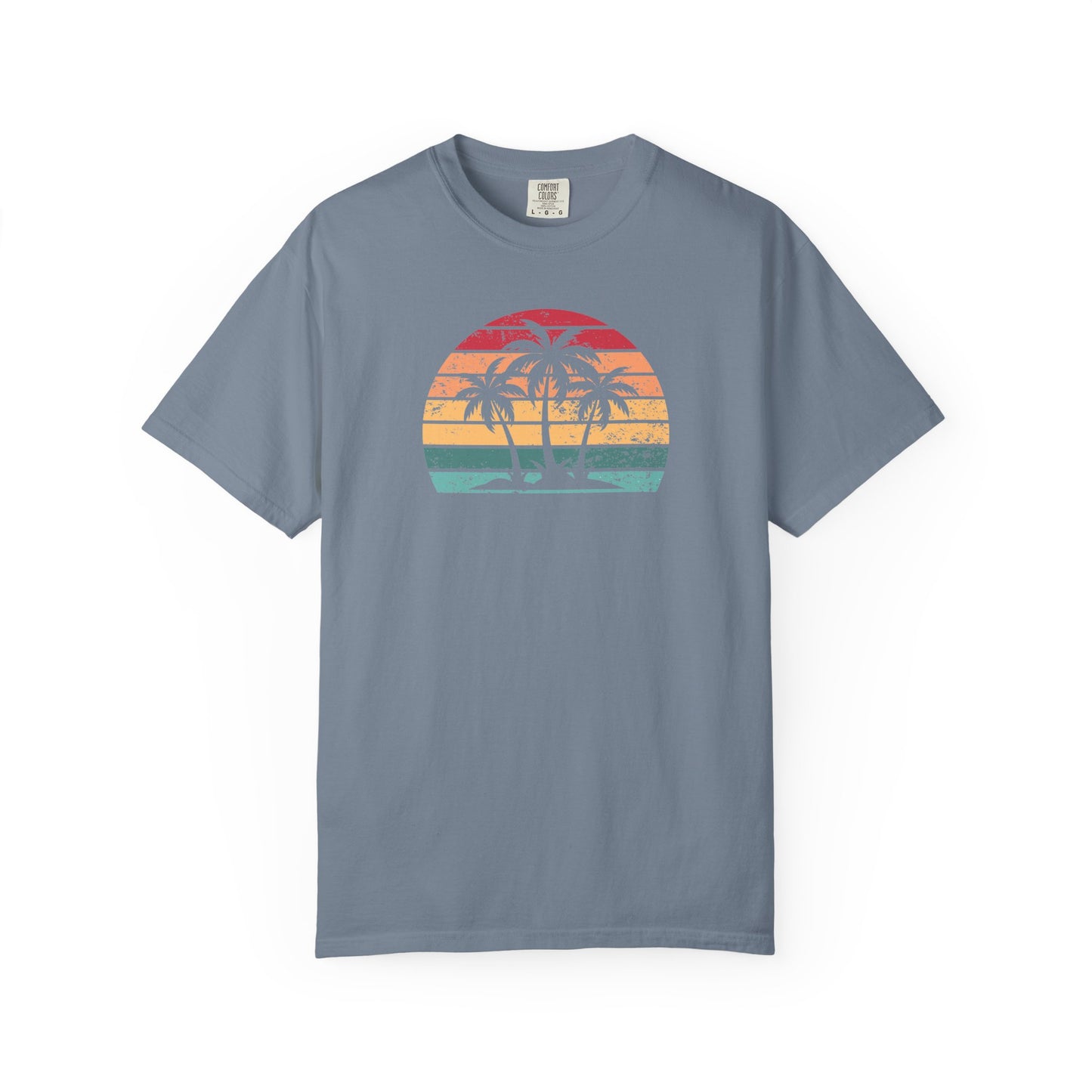 Vintage Sunset Palm Tree Comfort Colors T-Shirt - Coastal Summer Shirt