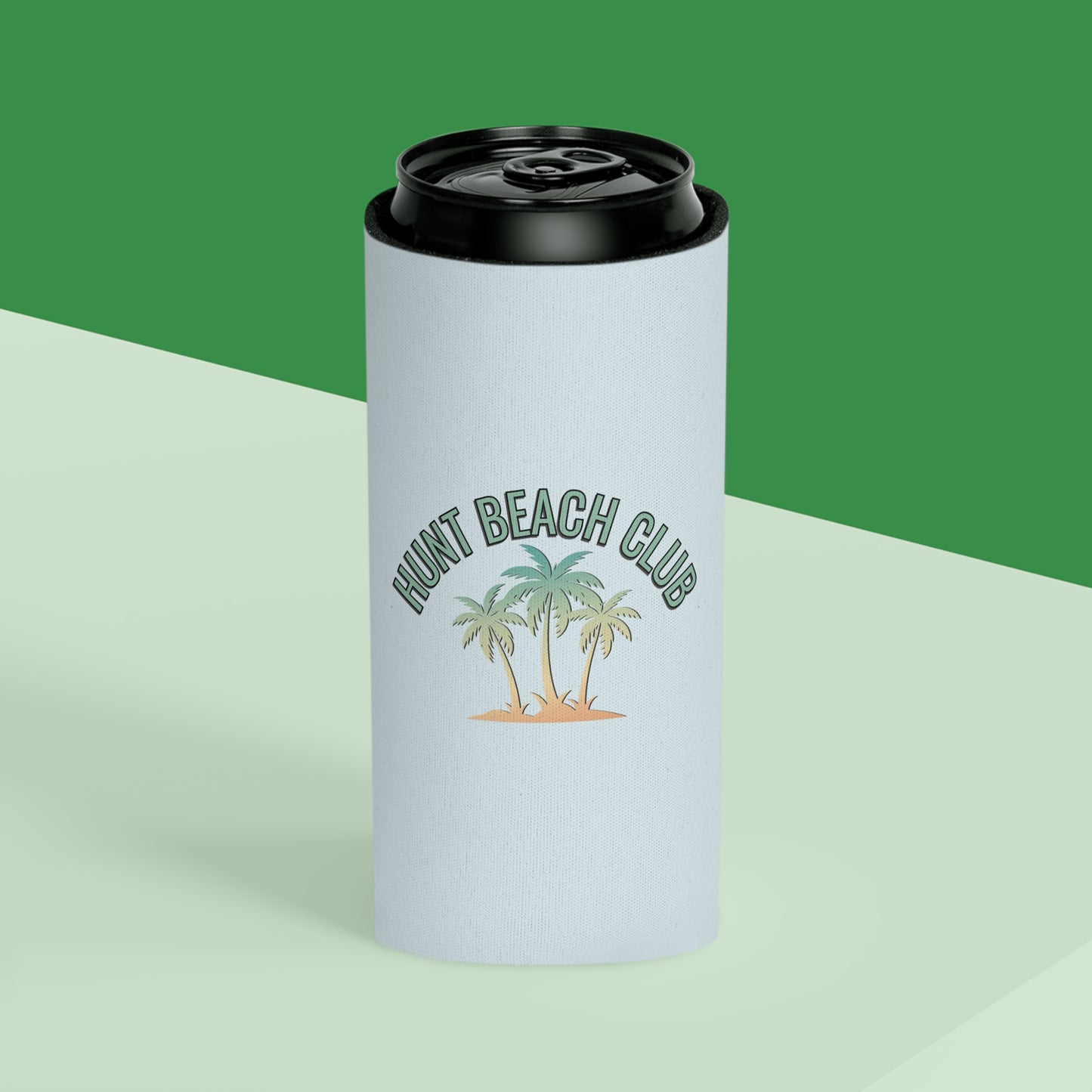 Hunt Beach Club Palm Tree Can Cooler – Beach Drink Koozie