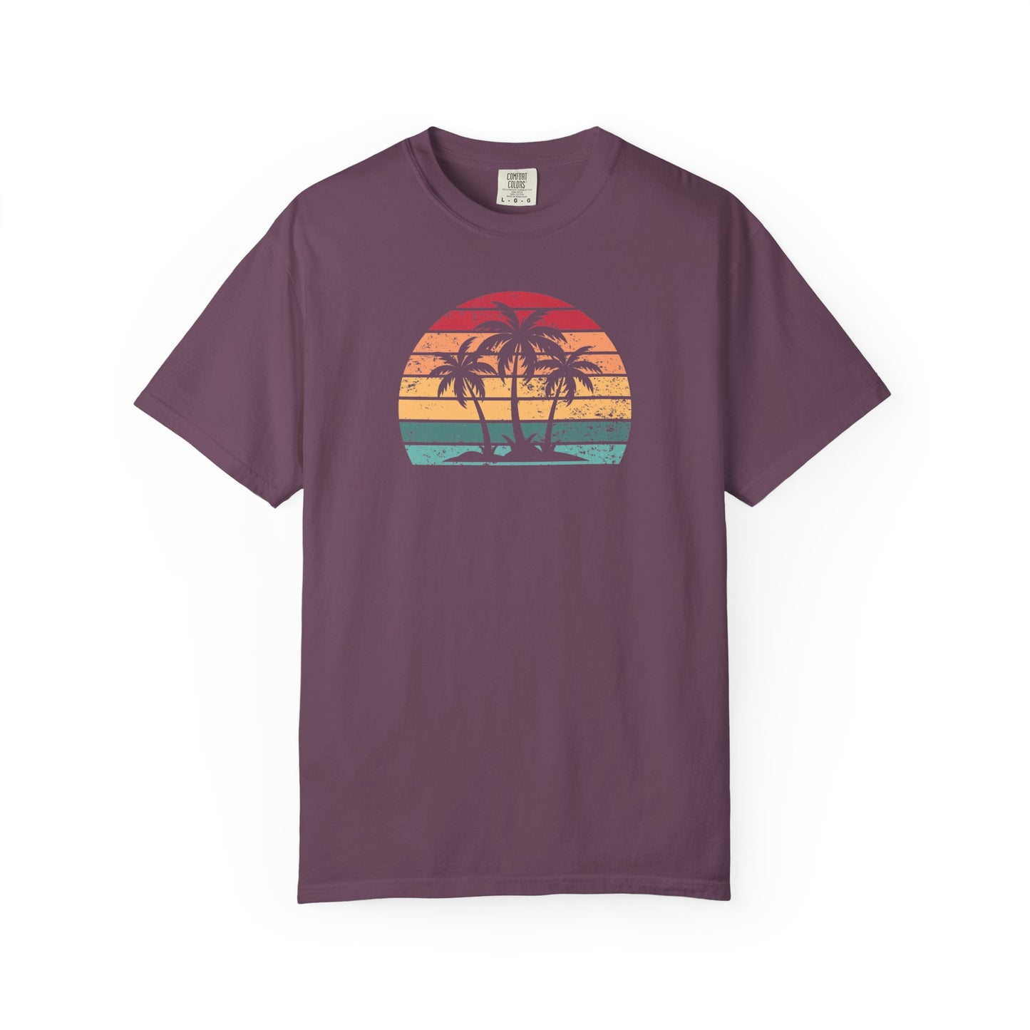 Vintage Sunset Palm Tree Comfort Colors T-Shirt - Coastal Summer Shirt