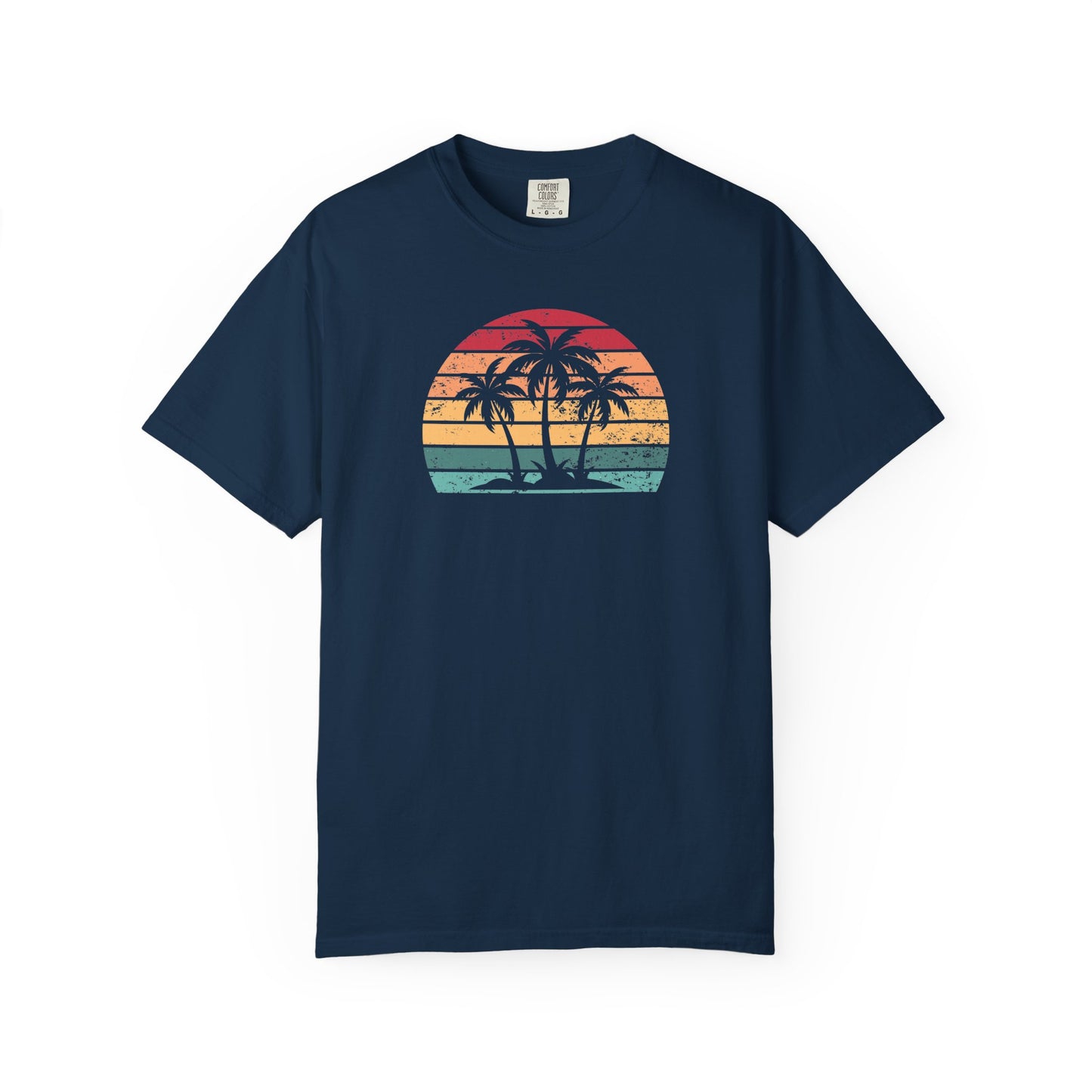 Vintage Sunset Palm Tree Comfort Colors T-Shirt - Coastal Summer Shirt
