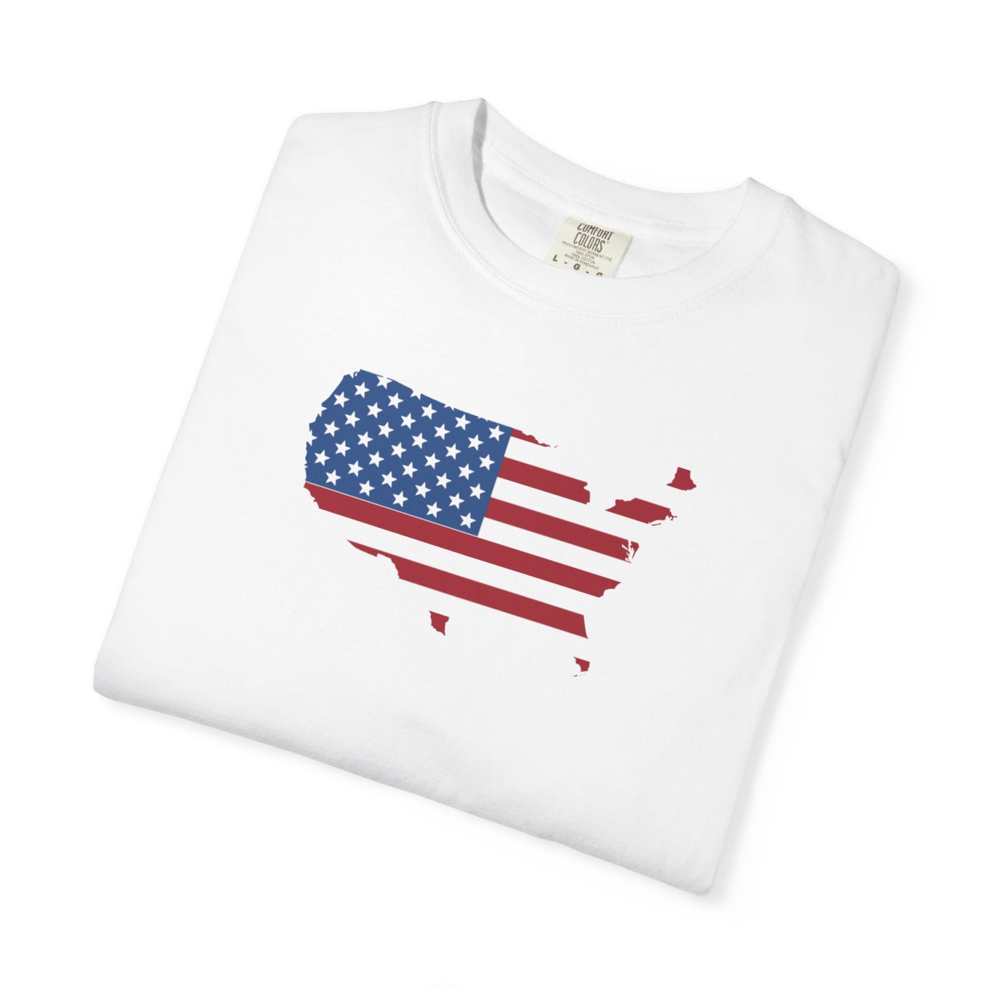 Patriotic USA Flag T-Shirt – American Map Star & Stripes Tee, Red White Blue Shirt, Fourth of July Shirt