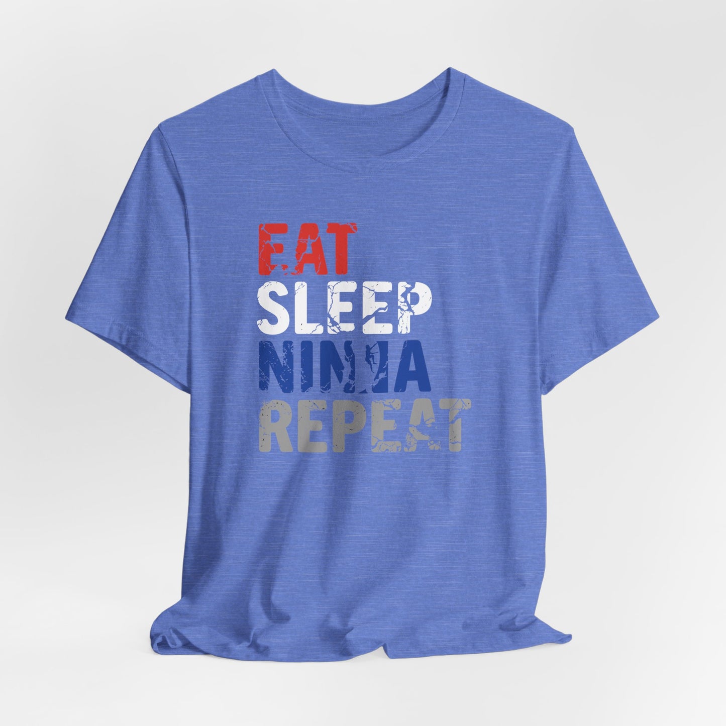 Eat Sleep Ninja Repeat Distressed Warped Wall T-Shirt