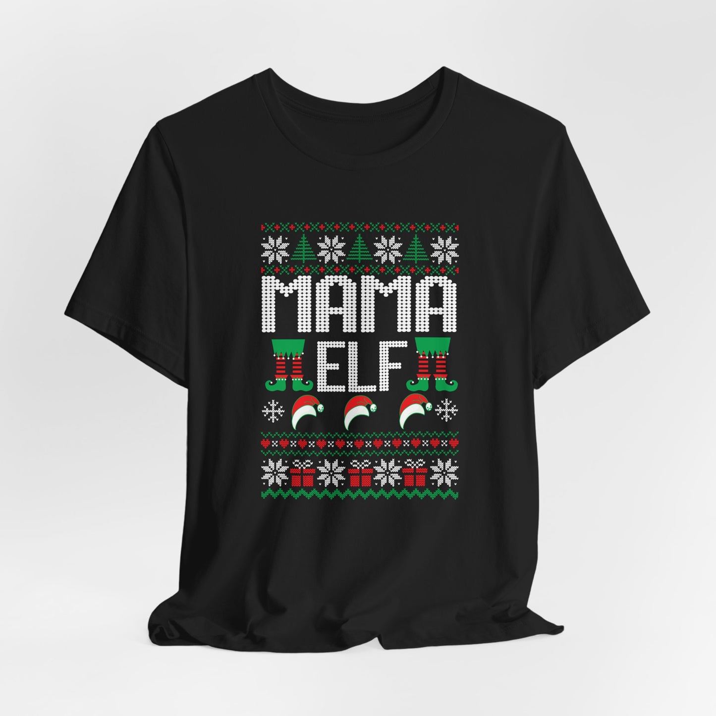 Mama Elf T-Shirt – Ugly Christmas Sweater Style