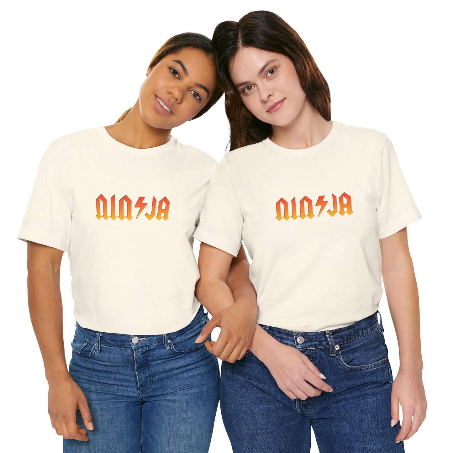 NINJA Rock Band Style T-Shirt - Flame Gradient AC/DC Font Tee