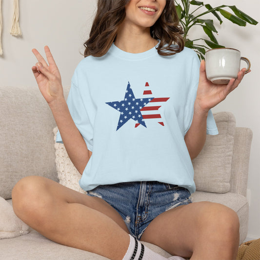 Patriotic American Flag T-Shirt – USA Star & Stripes Tee, Red White Blue Shirt, Fourth of July Shirt