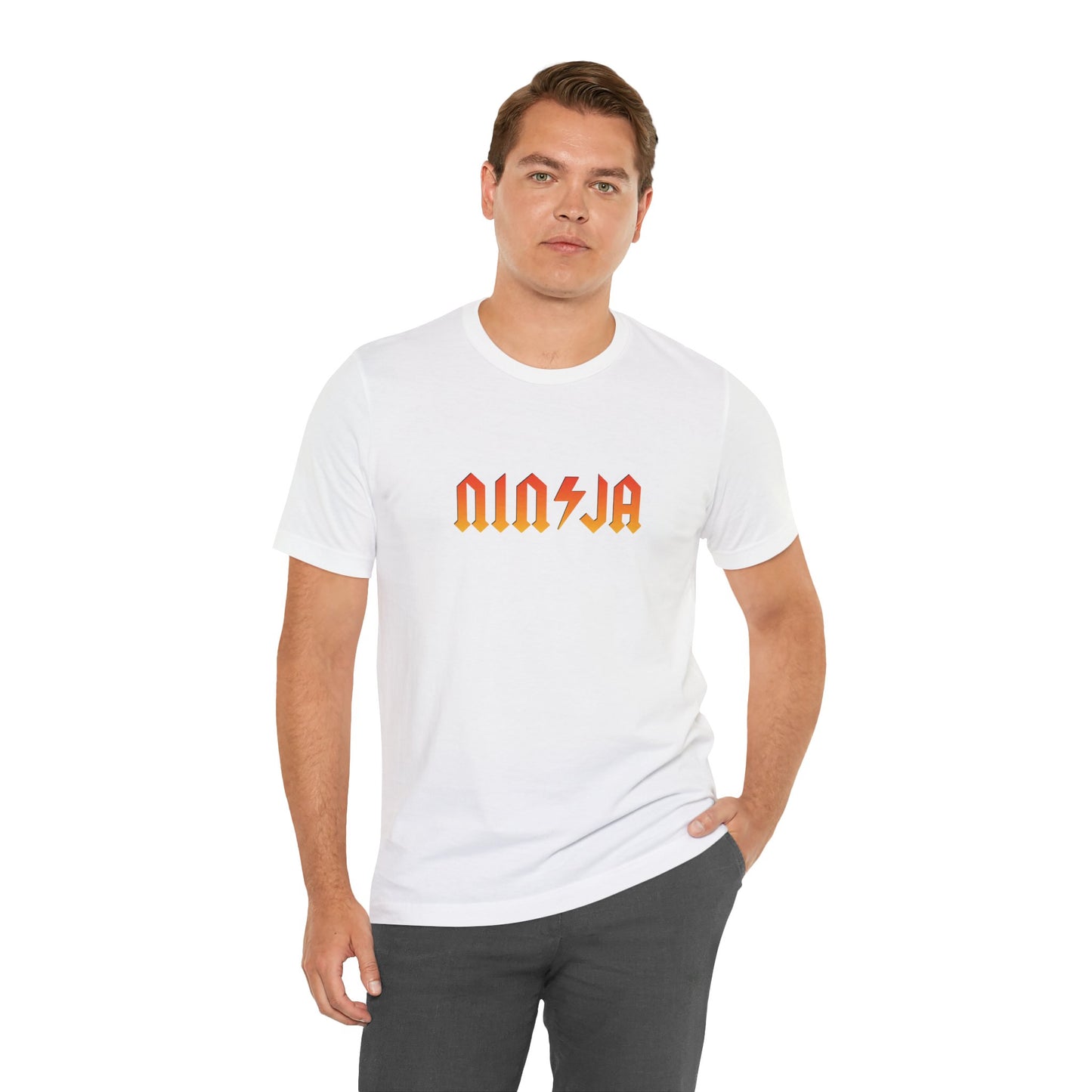 NINJA Rock Band Style T-Shirt - Flame Gradient AC/DC Font Tee