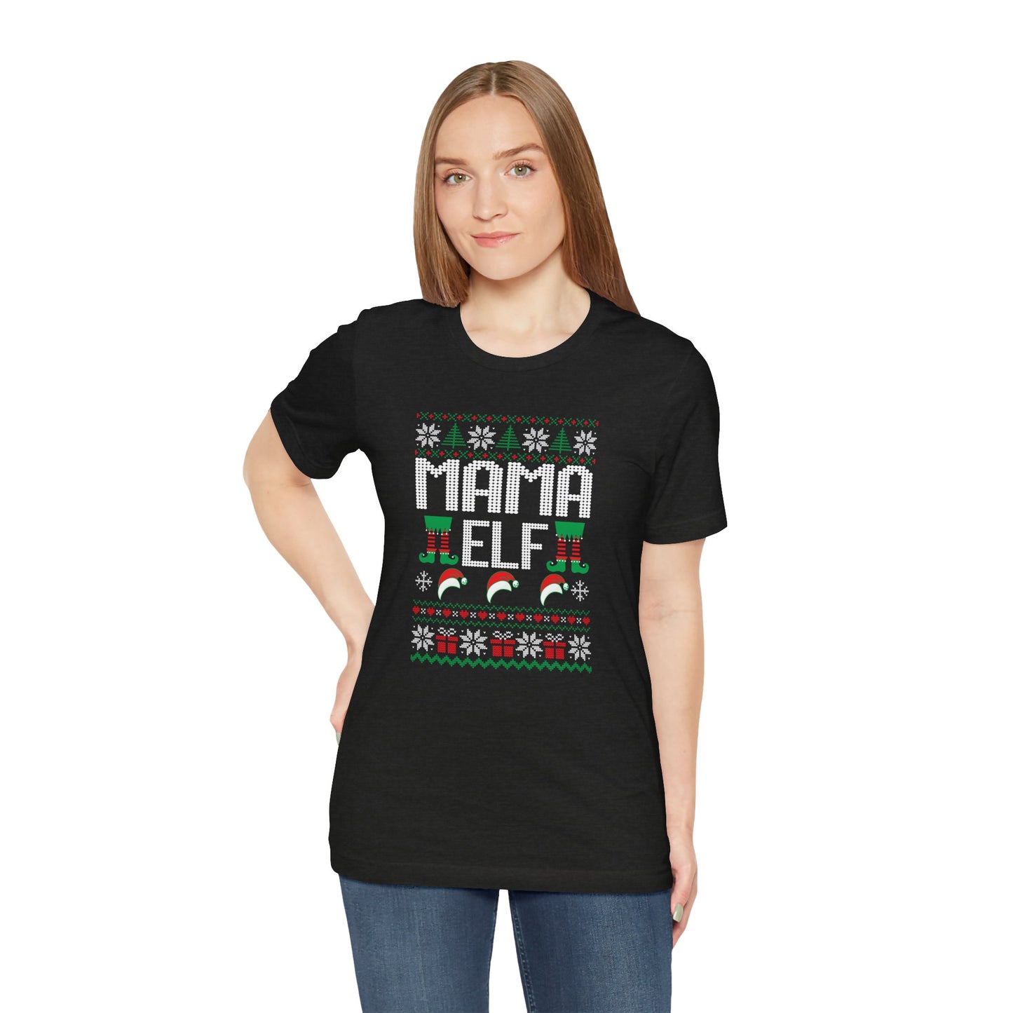 Mama Elf T-Shirt – Ugly Christmas Sweater Style