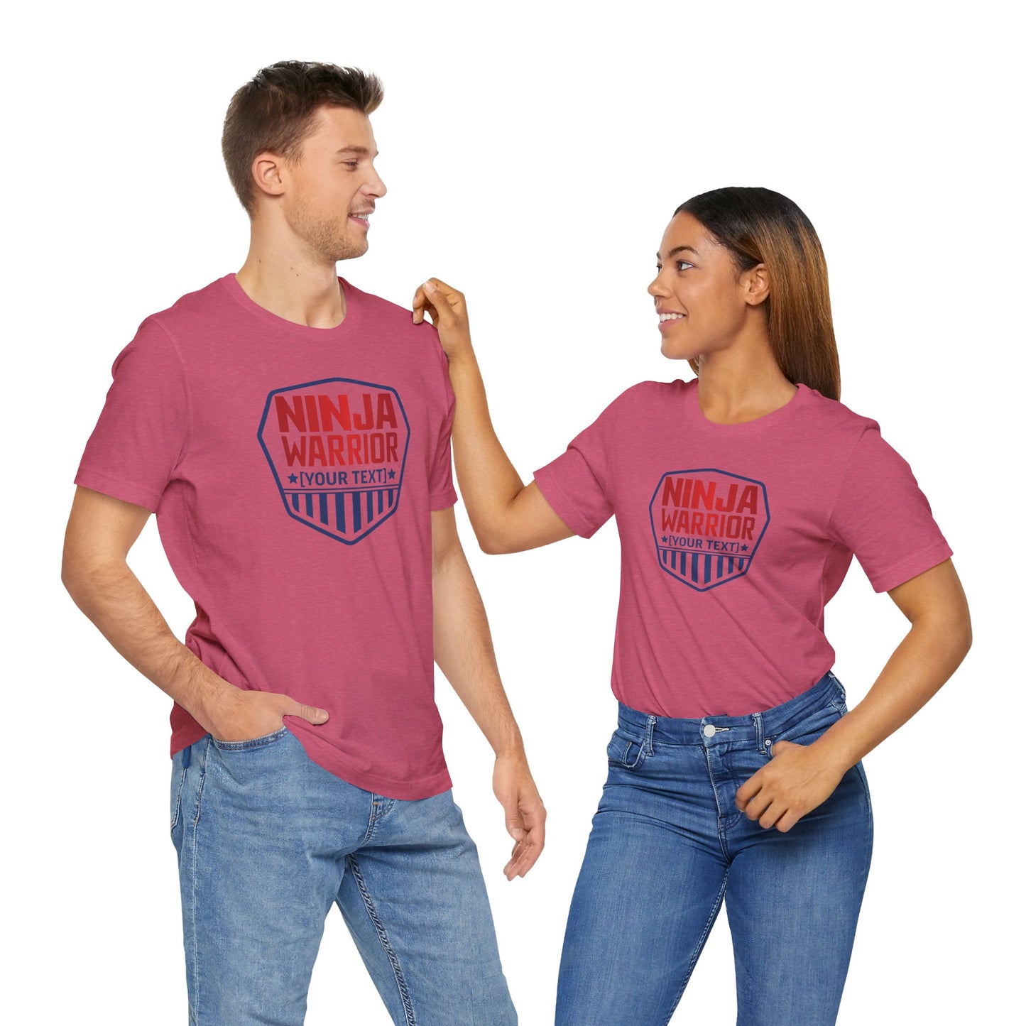 Custom Ninja Warrior Family & Coach Shirt – Unisex T-Shirt with Shield Design, Personalized Text & Colors