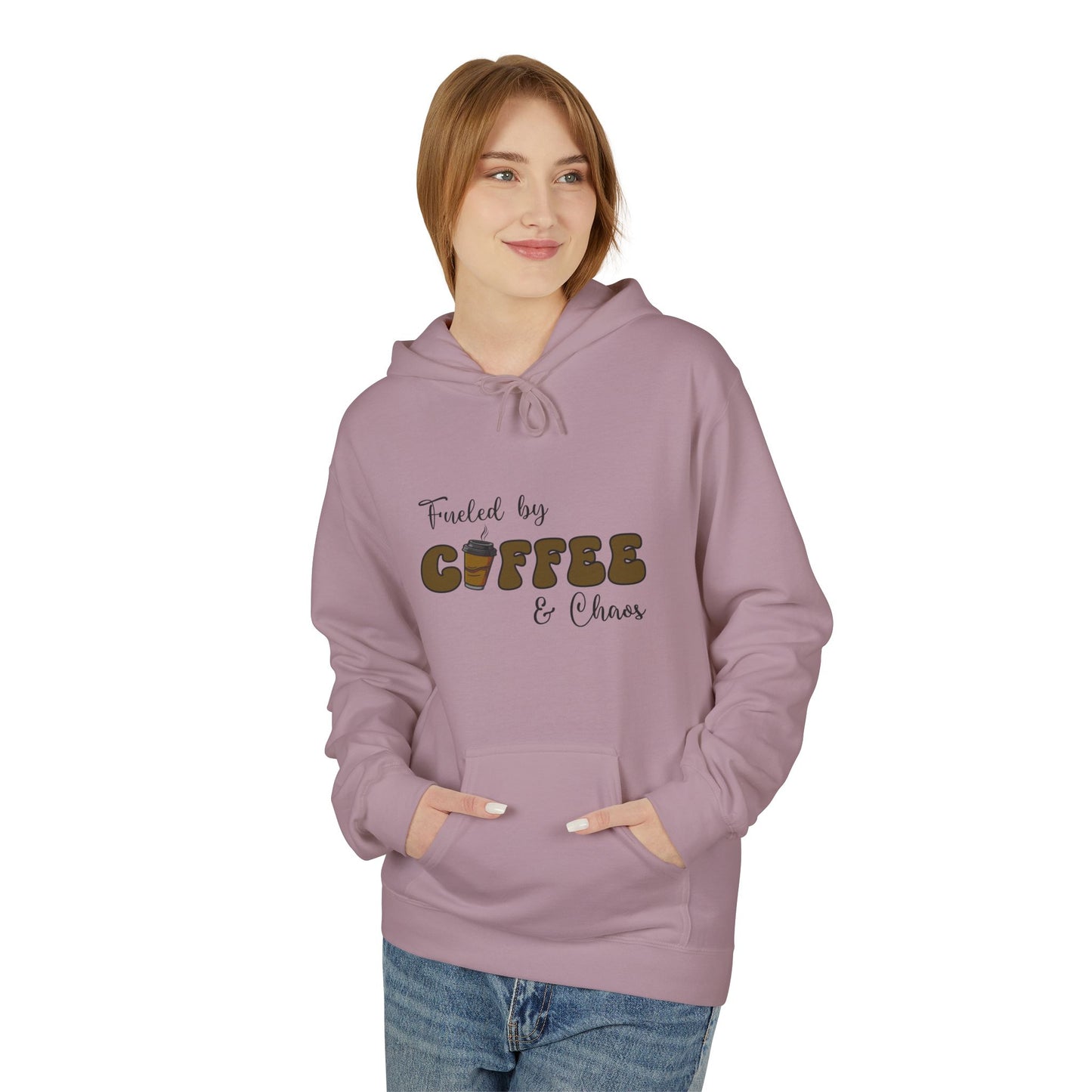 Fueled by Coffee & Chaos Hoodie – Cozy Everyday Sweatshirt for Moms, Entrepreneurs & Coffee Lovers