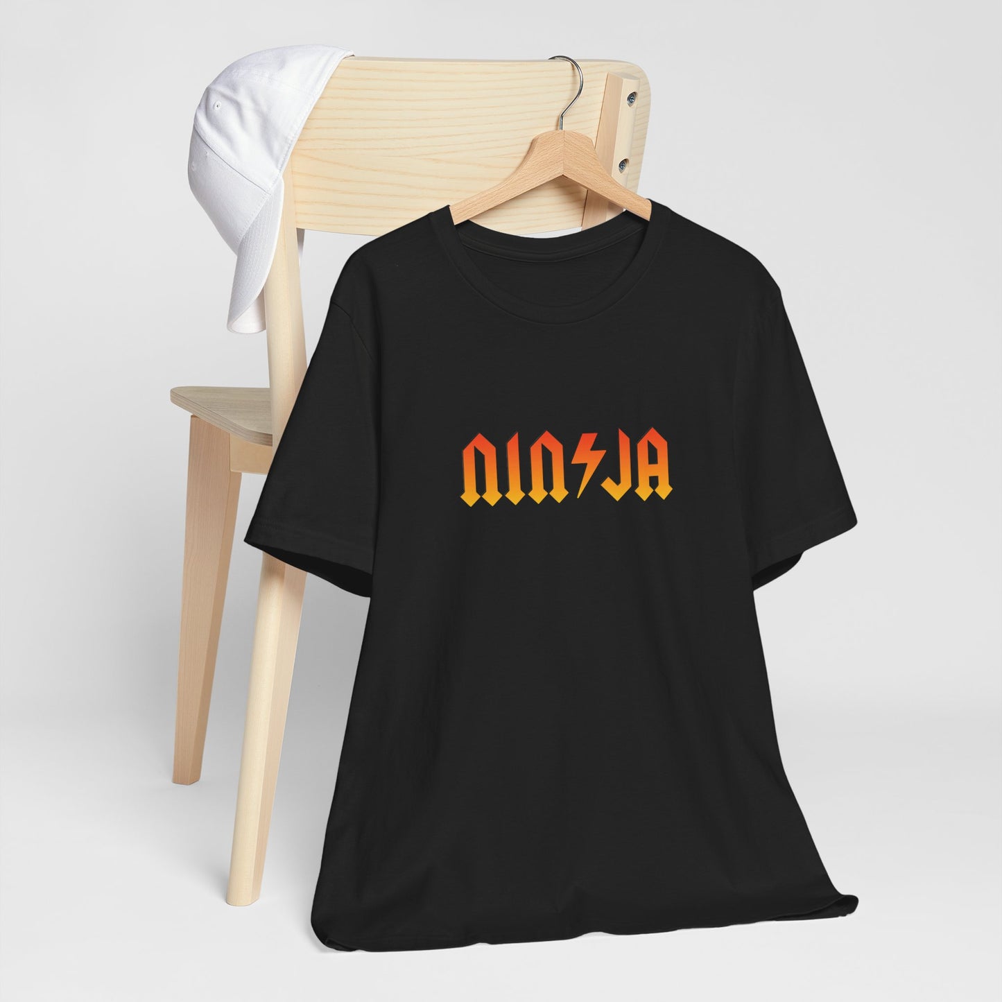NINJA Rock Band Style T-Shirt - Flame Gradient AC/DC Font Tee