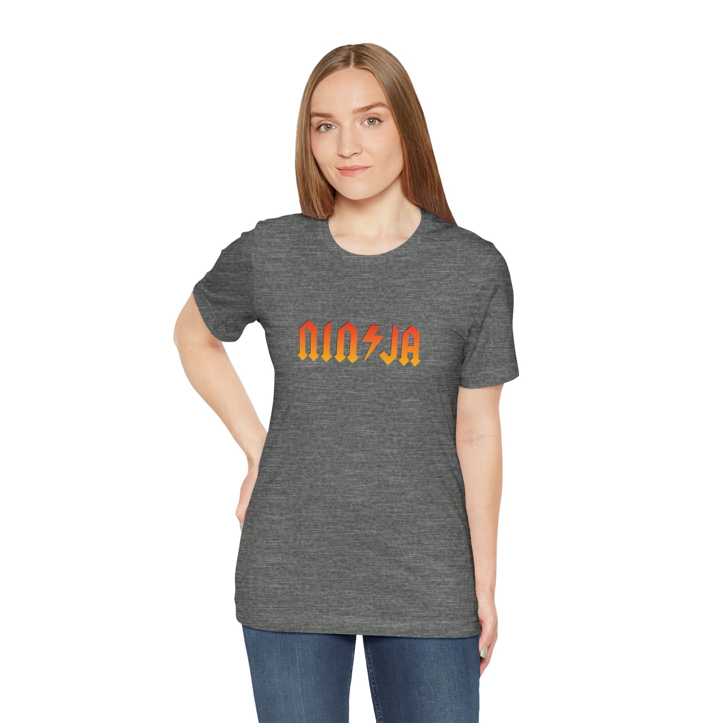NINJA Rock Band Style T-Shirt - Flame Gradient AC/DC Font Tee