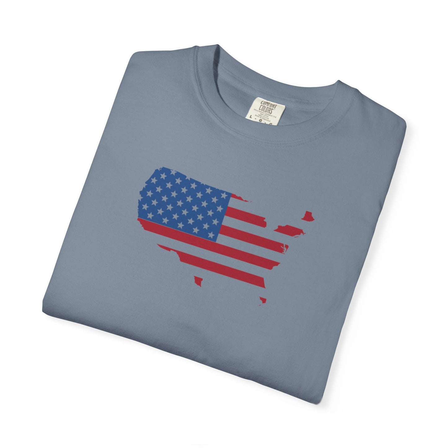 Patriotic USA Flag T-Shirt – American Map Star & Stripes Tee, Red White Blue Shirt, Fourth of July Shirt