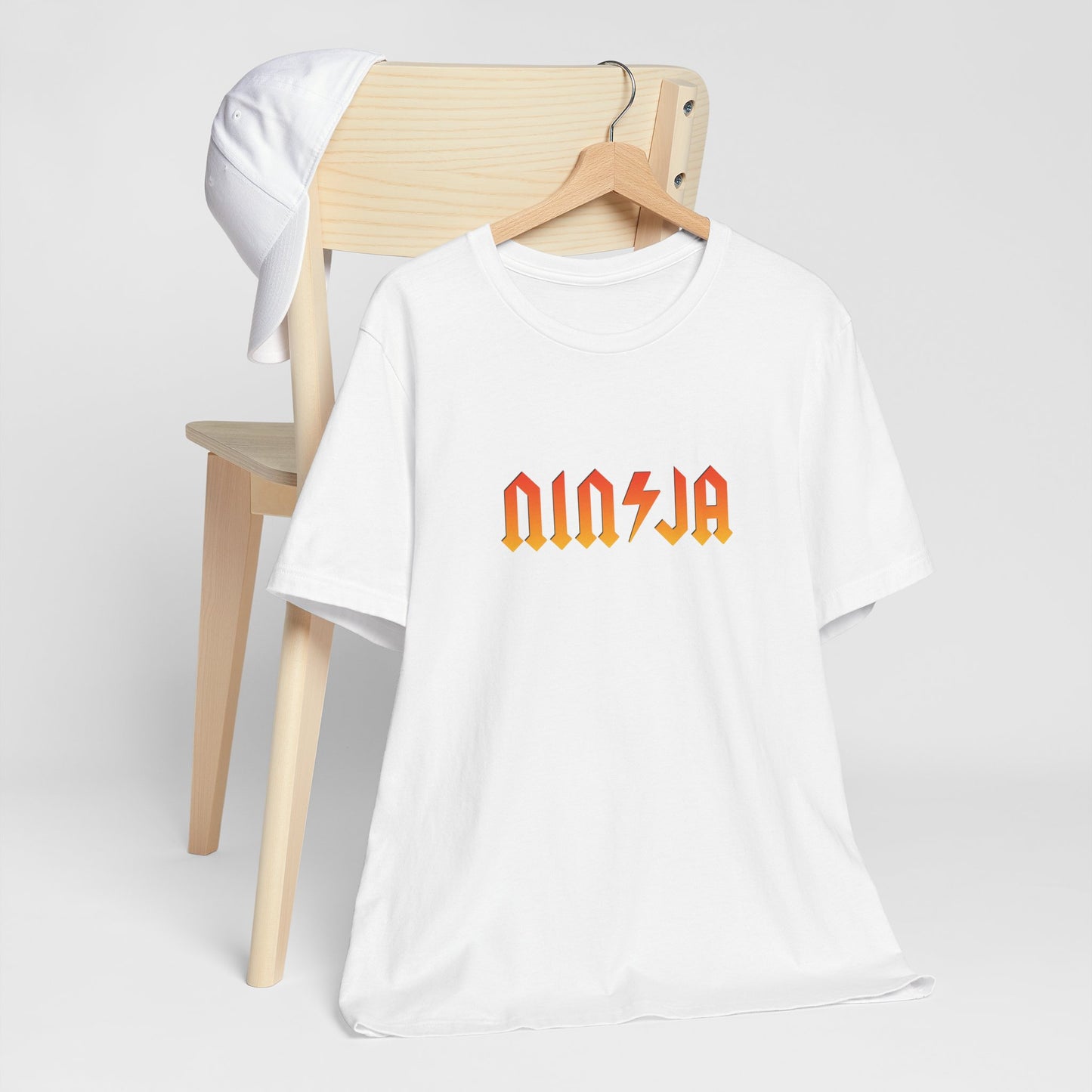NINJA Rock Band Style T-Shirt - Flame Gradient AC/DC Font Tee