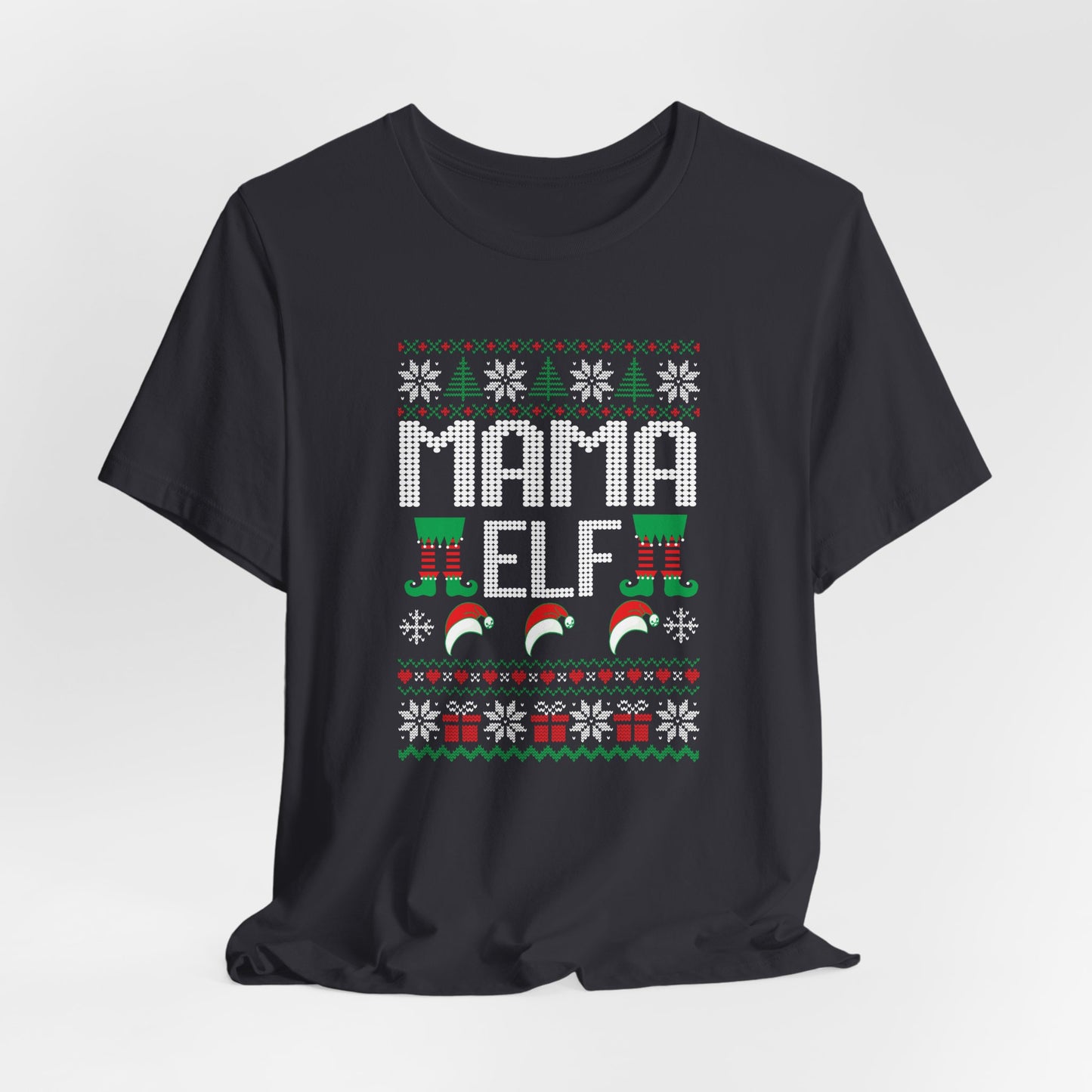 Mama Elf T-Shirt – Ugly Christmas Sweater Style