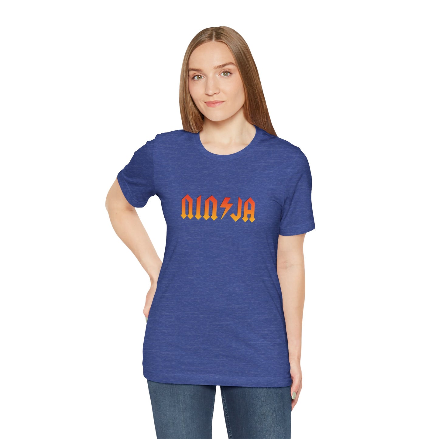 NINJA Rock Band Style T-Shirt - Flame Gradient AC/DC Font Tee
