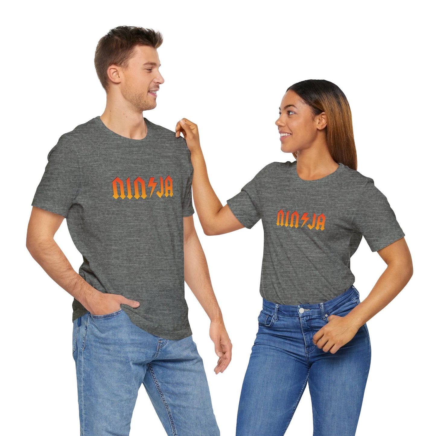 NINJA Rock Band Style T-Shirt - Flame Gradient AC/DC Font Tee