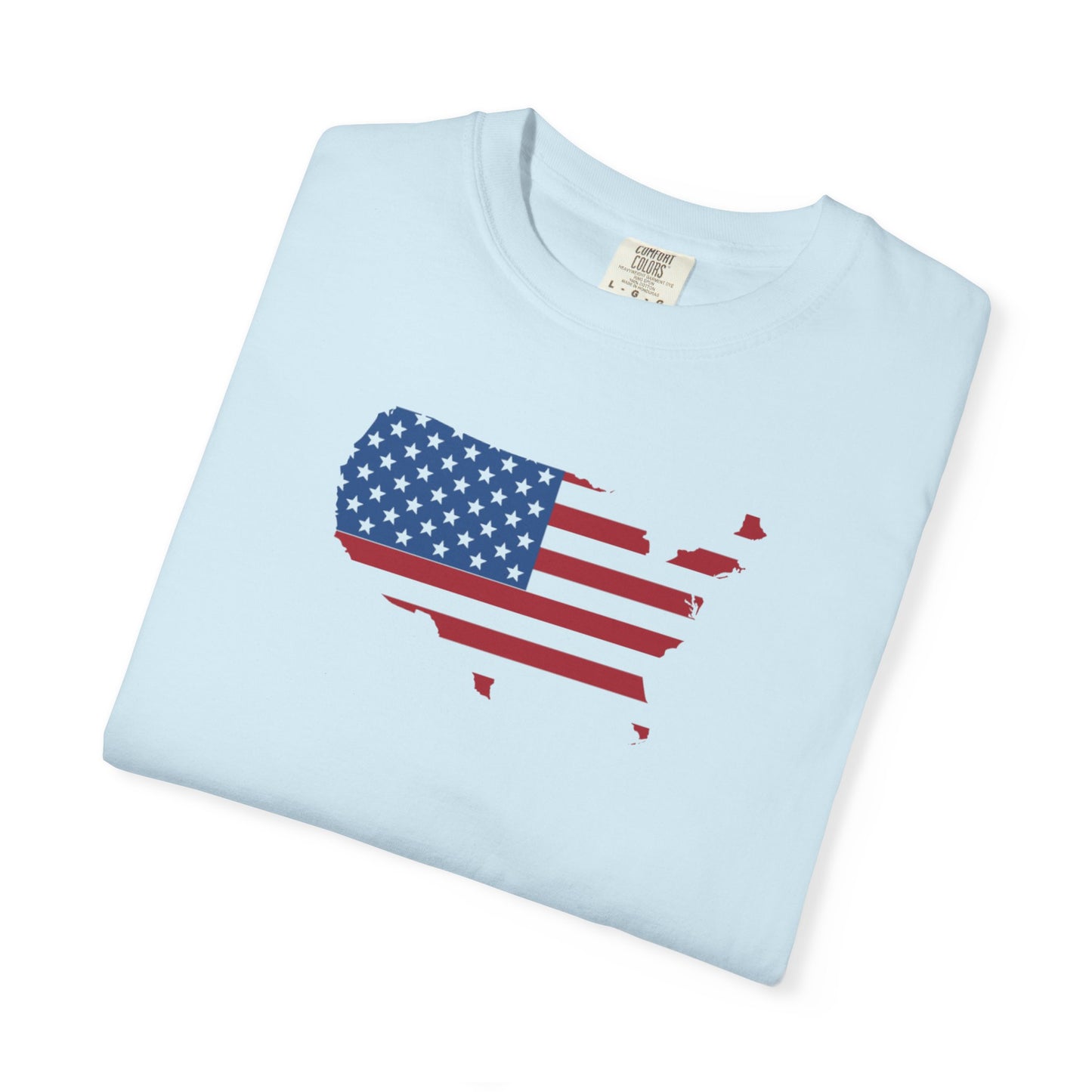 Patriotic USA Flag T-Shirt – American Map Star & Stripes Tee, Red White Blue Shirt, Fourth of July Shirt