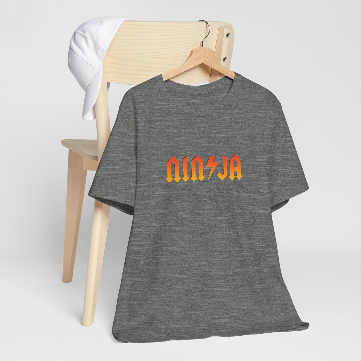 NINJA Rock Band Style T-Shirt - Flame Gradient AC/DC Font Tee