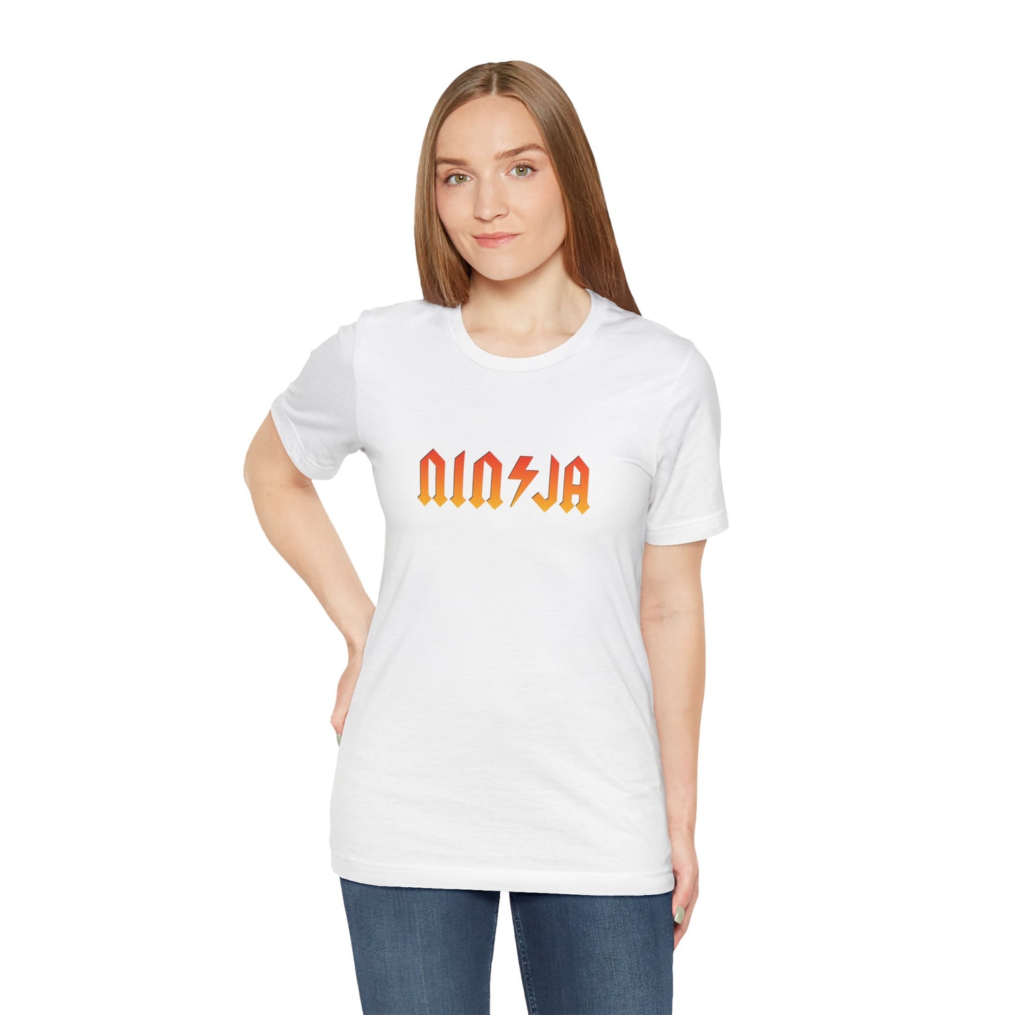 NINJA Rock Band Style T-Shirt - Flame Gradient AC/DC Font Tee