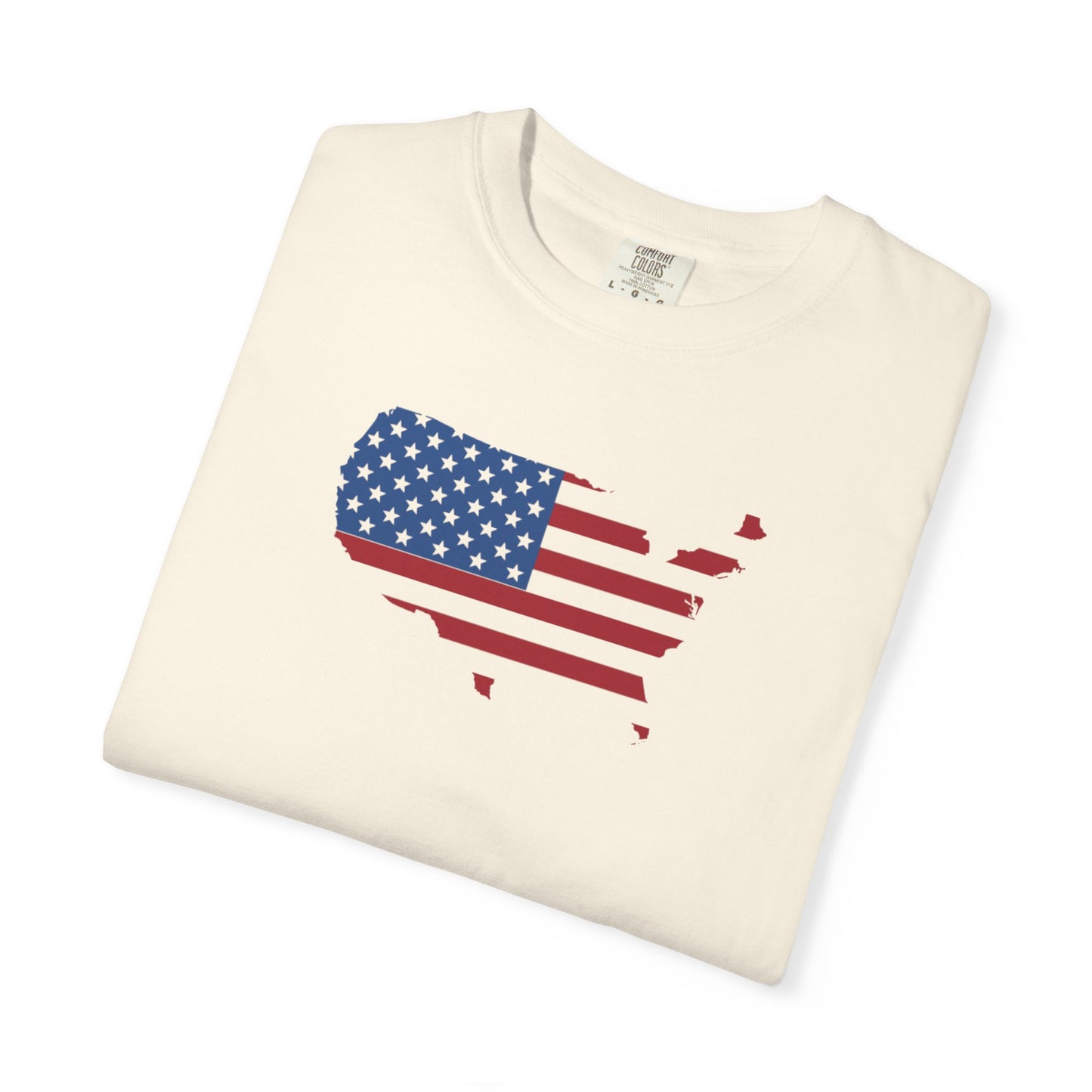 Patriotic USA Flag T-Shirt – American Map Star & Stripes Tee, Red White Blue Shirt, Fourth of July Shirt