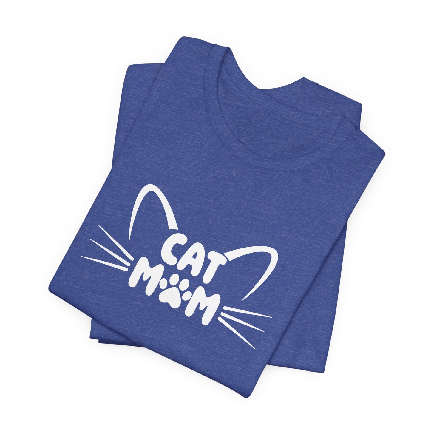 Cat Mom T-Shirt, Cute Cat Ears & Whiskers Design, Paw Print Graphic, Cat Lover Shirt