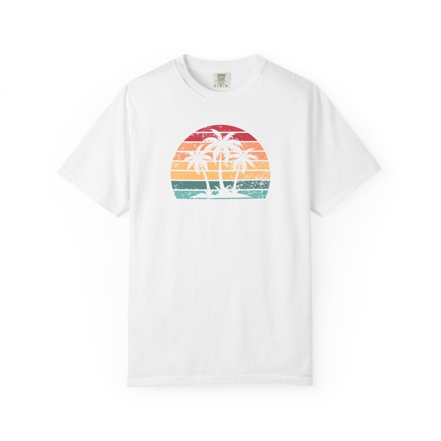 Vintage Sunset Palm Tree Comfort Colors T-Shirt - Coastal Summer Shirt
