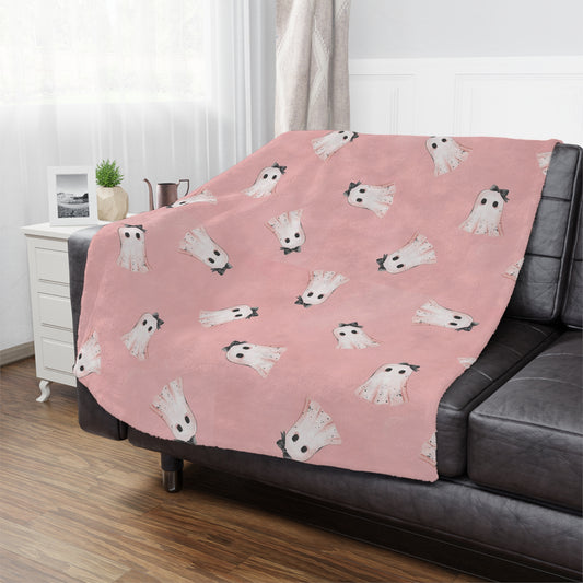 Ghost Pattern Microfiber Fleece Blanket - Ultra Soft & Cozy Throw