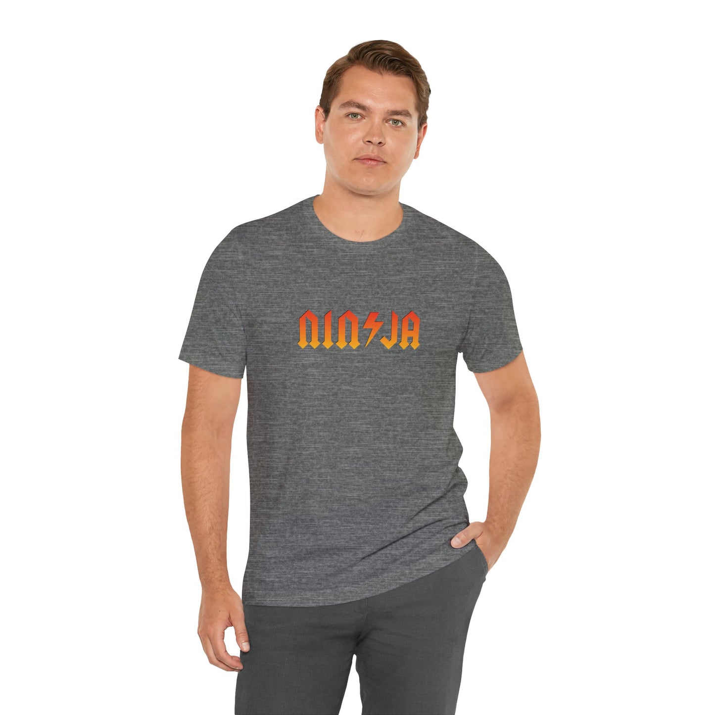 NINJA Rock Band Style T-Shirt - Flame Gradient AC/DC Font Tee