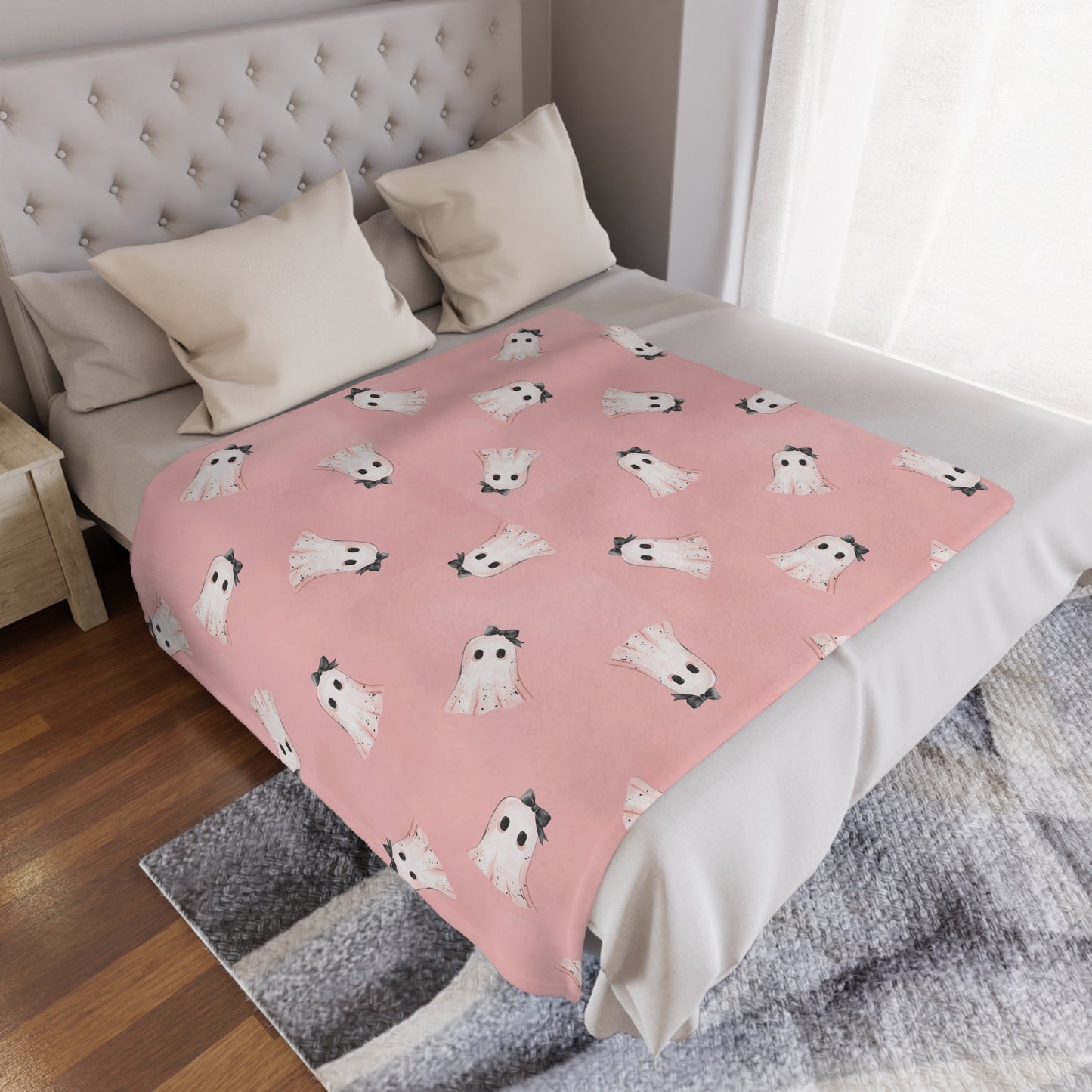 Ghost Pattern Microfiber Fleece Blanket - Ultra Soft & Cozy Throw