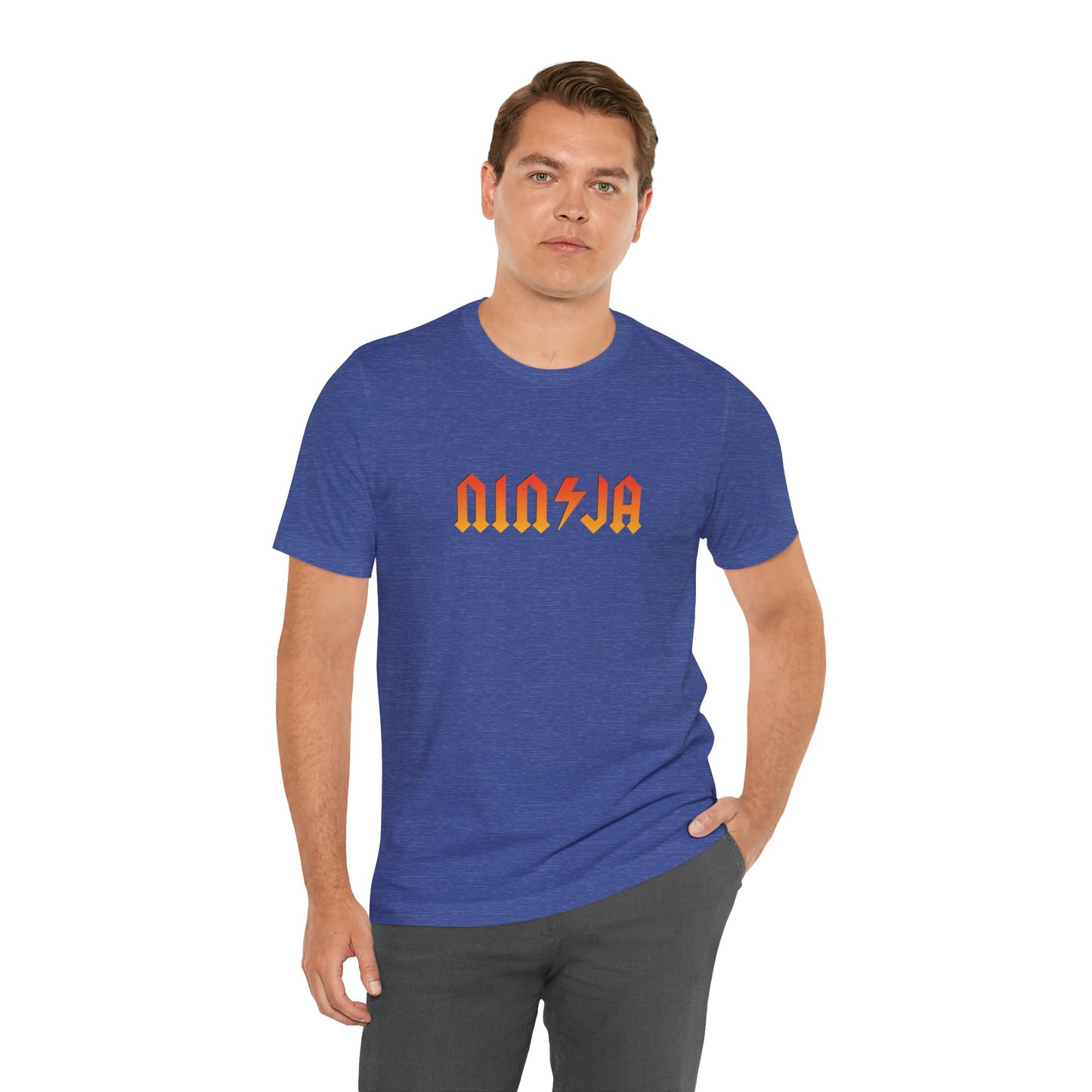 NINJA Rock Band Style T-Shirt - Flame Gradient AC/DC Font Tee