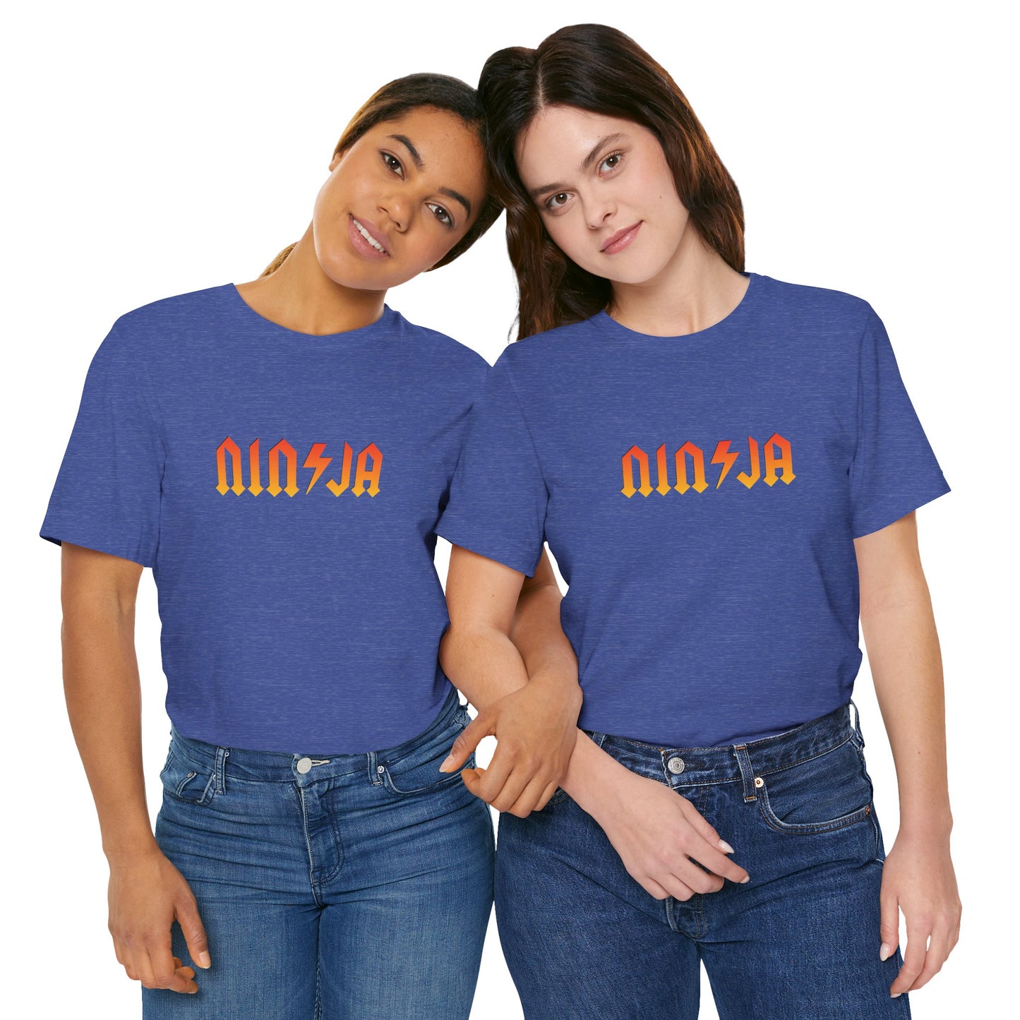 NINJA Rock Band Style T-Shirt - Flame Gradient AC/DC Font Tee