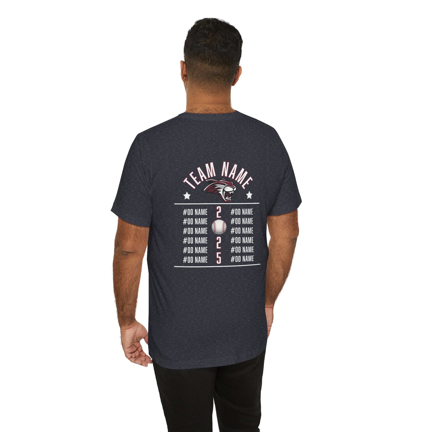 Bella Canvas Unisex Team T-Shirt - Add Team Name, Player Number &/or Name (Front & Back Print)