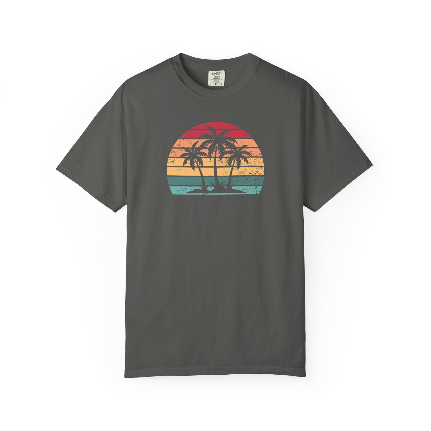 Vintage Sunset Palm Tree Comfort Colors T-Shirt - Coastal Summer Shirt