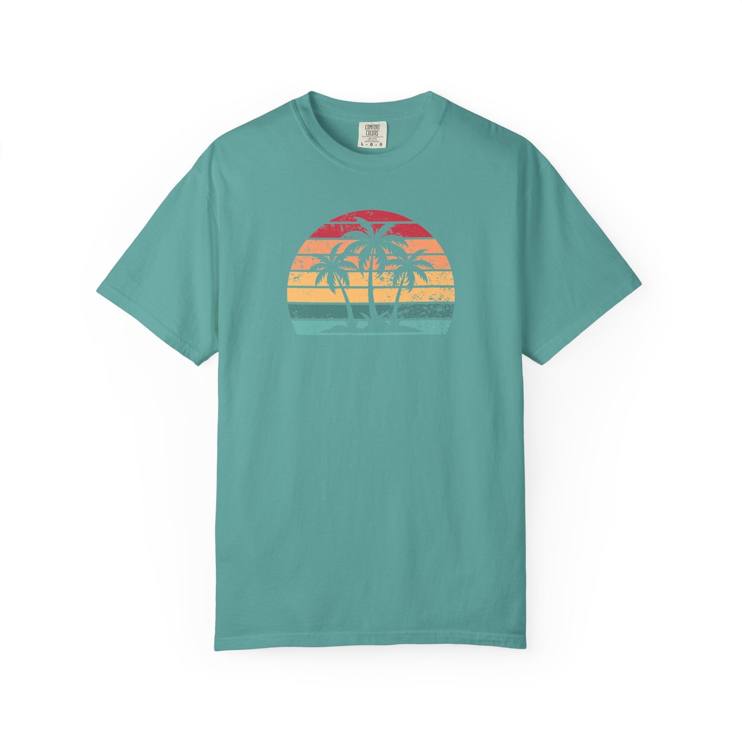 Vintage Sunset Palm Tree Comfort Colors T-Shirt - Coastal Summer Shirt