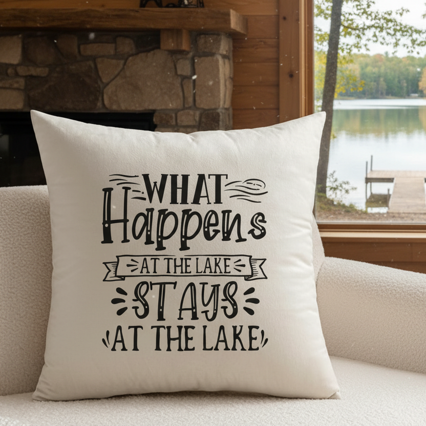 Lake Life Velvet Throw Pillow Covers - Optional Pillow Inserts