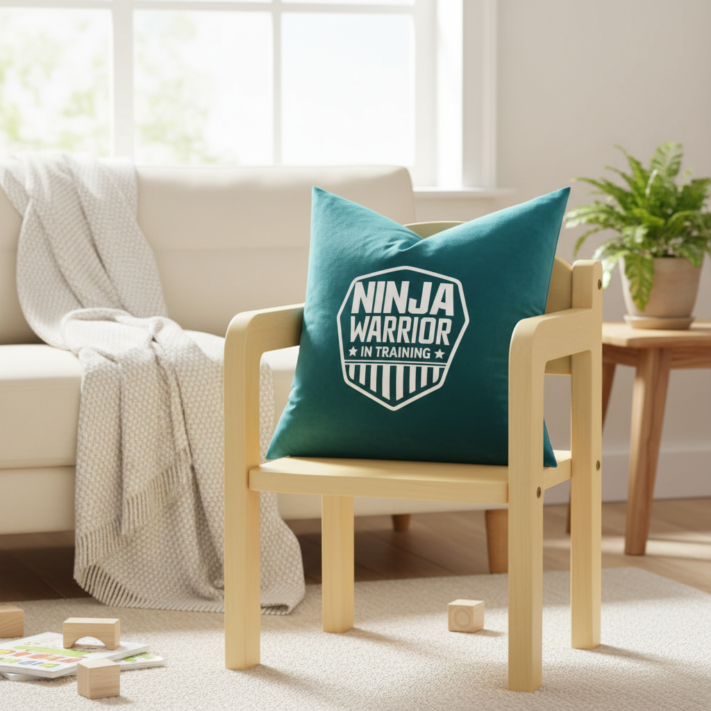 Ninja Warrior in Training Velvet Throw Pillow Covers - Optional Pillow Inserts