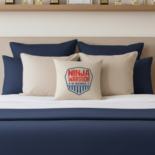 Ninja Warrior in Training Velvet Throw Pillow Covers - Optional Pillow Inserts