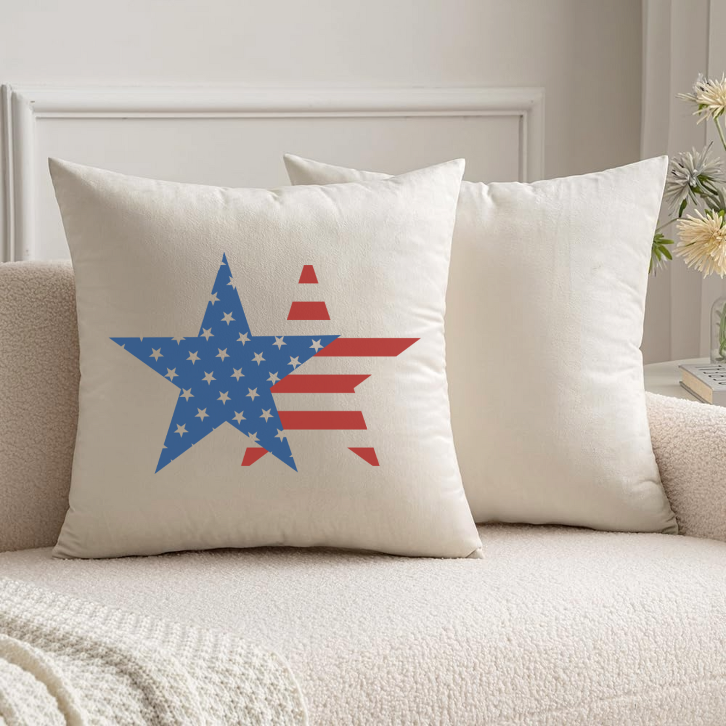 Patriotic American Flag Velvet Throw Pillow Covers - Optional Pillow Inserts