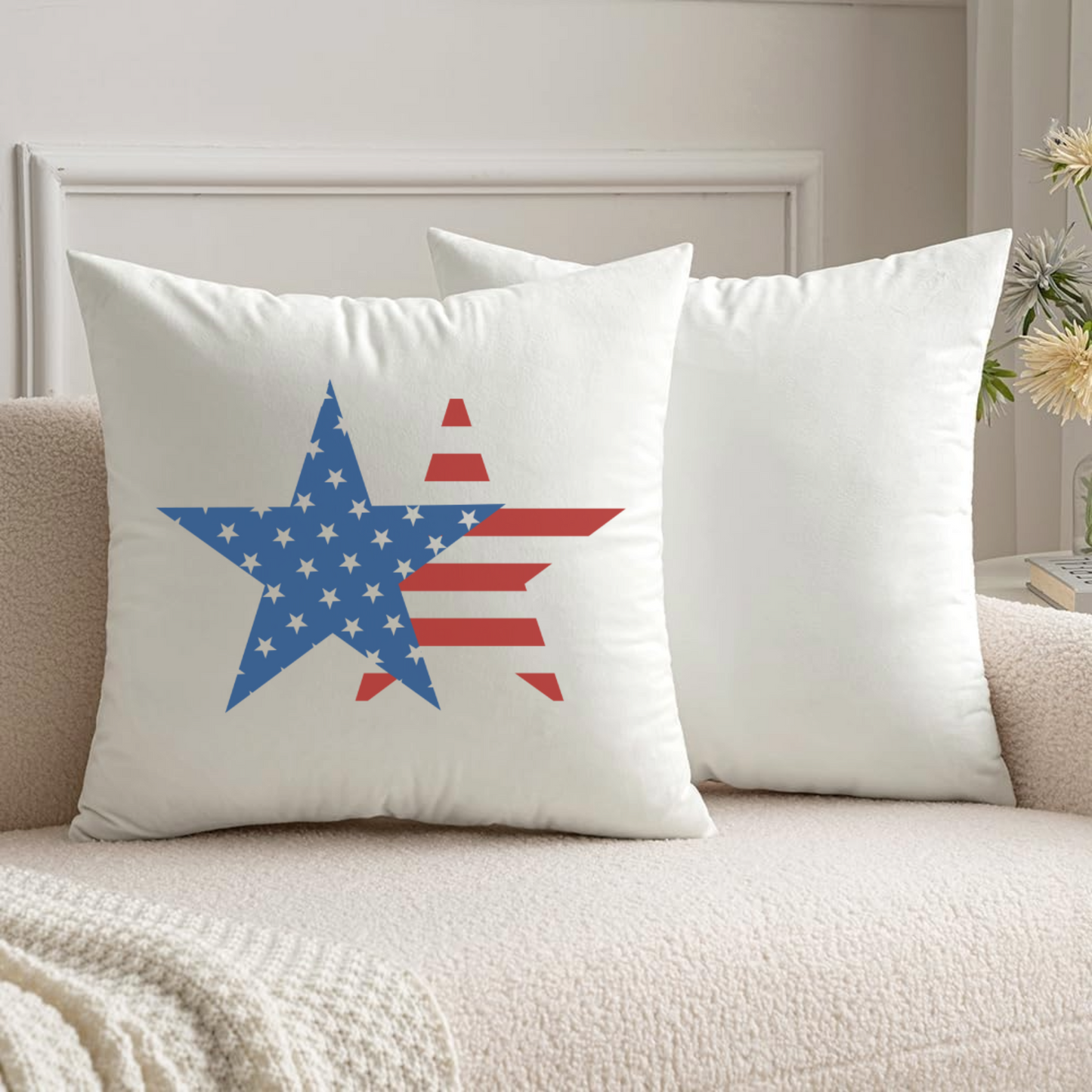 Patriotic American Flag Velvet Throw Pillow Covers - Optional Pillow Inserts