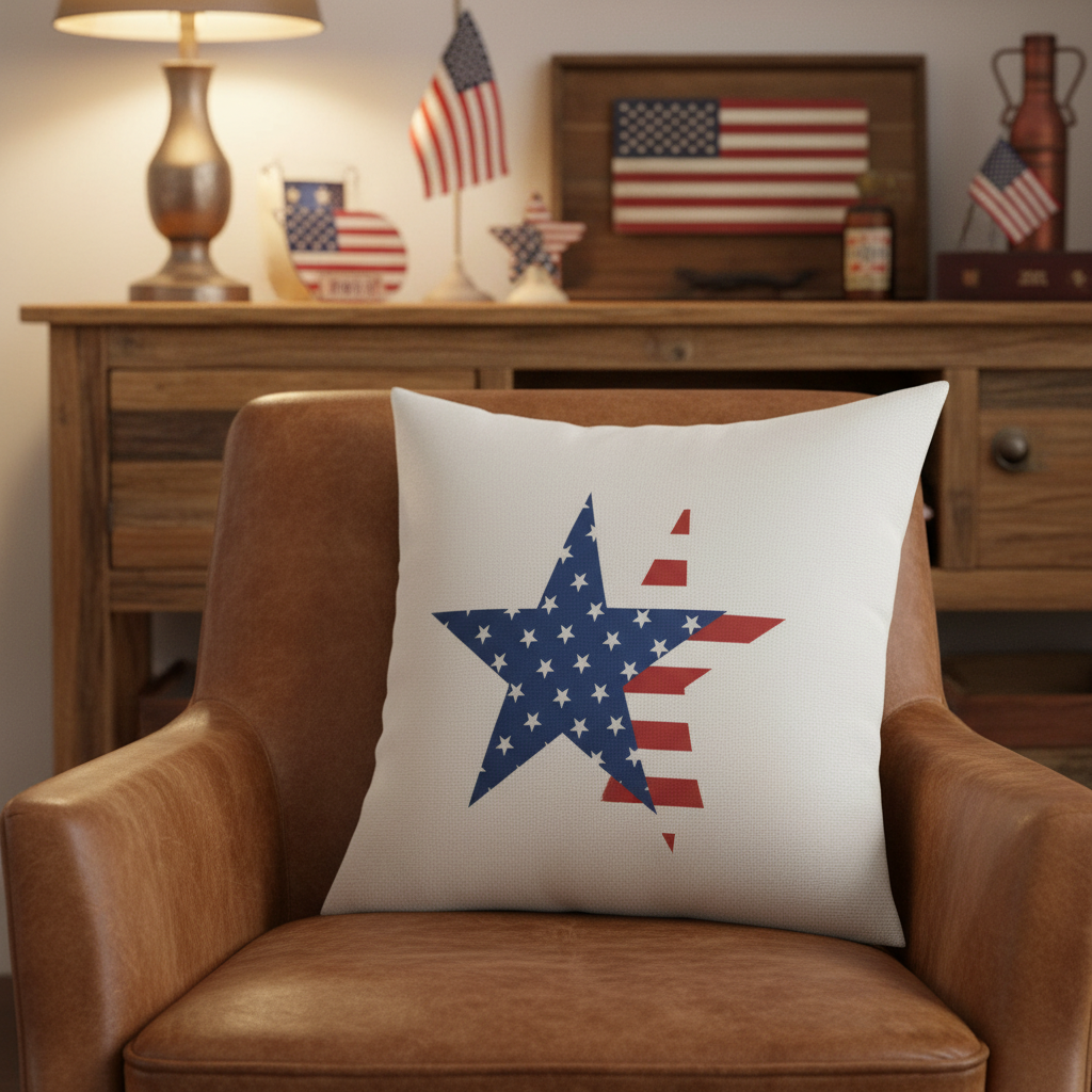Patriotic American Flag Velvet Throw Pillow Covers - Optional Pillow Inserts