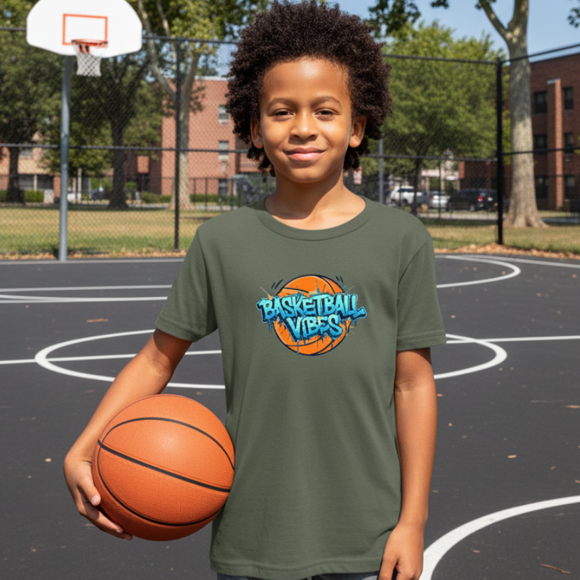 Basketball Vibes Graffiti T-Shirt, Colorful Basketball Shirt for Kids & Adults