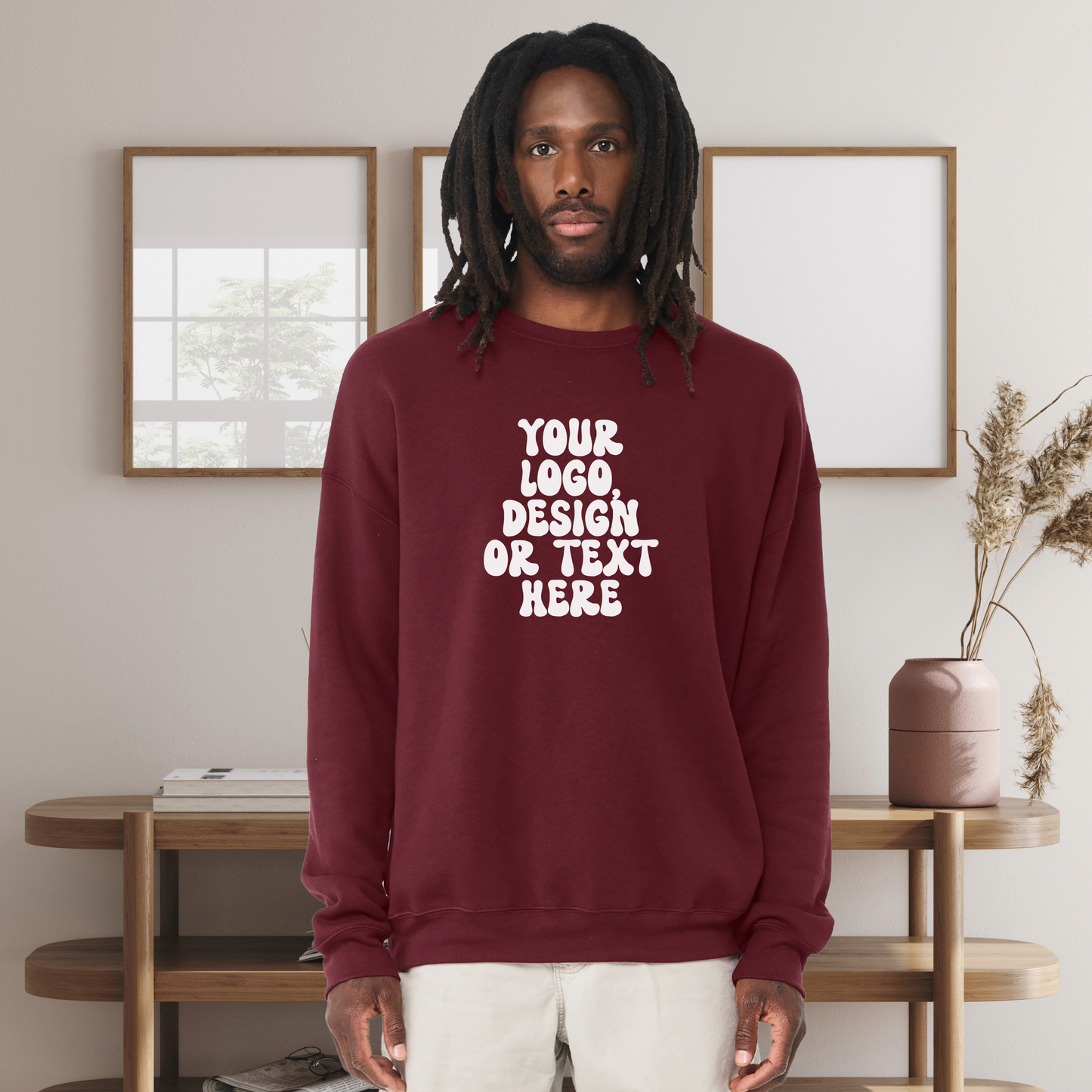 Bella + Canvas Unisex Sponge Fleece Pullover Crewneck - Add Your Text, Design or Logo