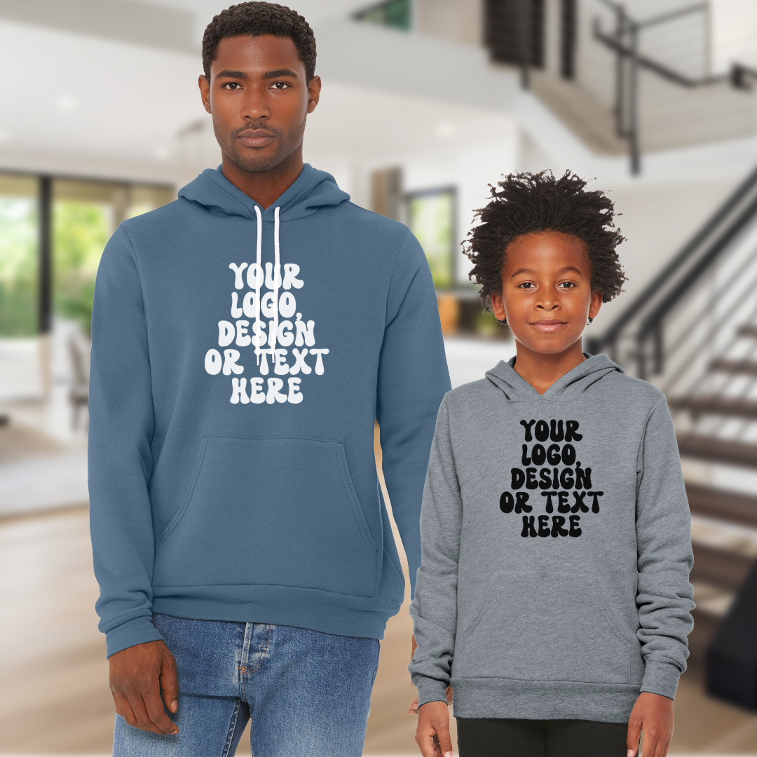 Bella + Canvas Unisex Sponge Fleece Pullover Hoodie - Add Your Text, Design or Logo